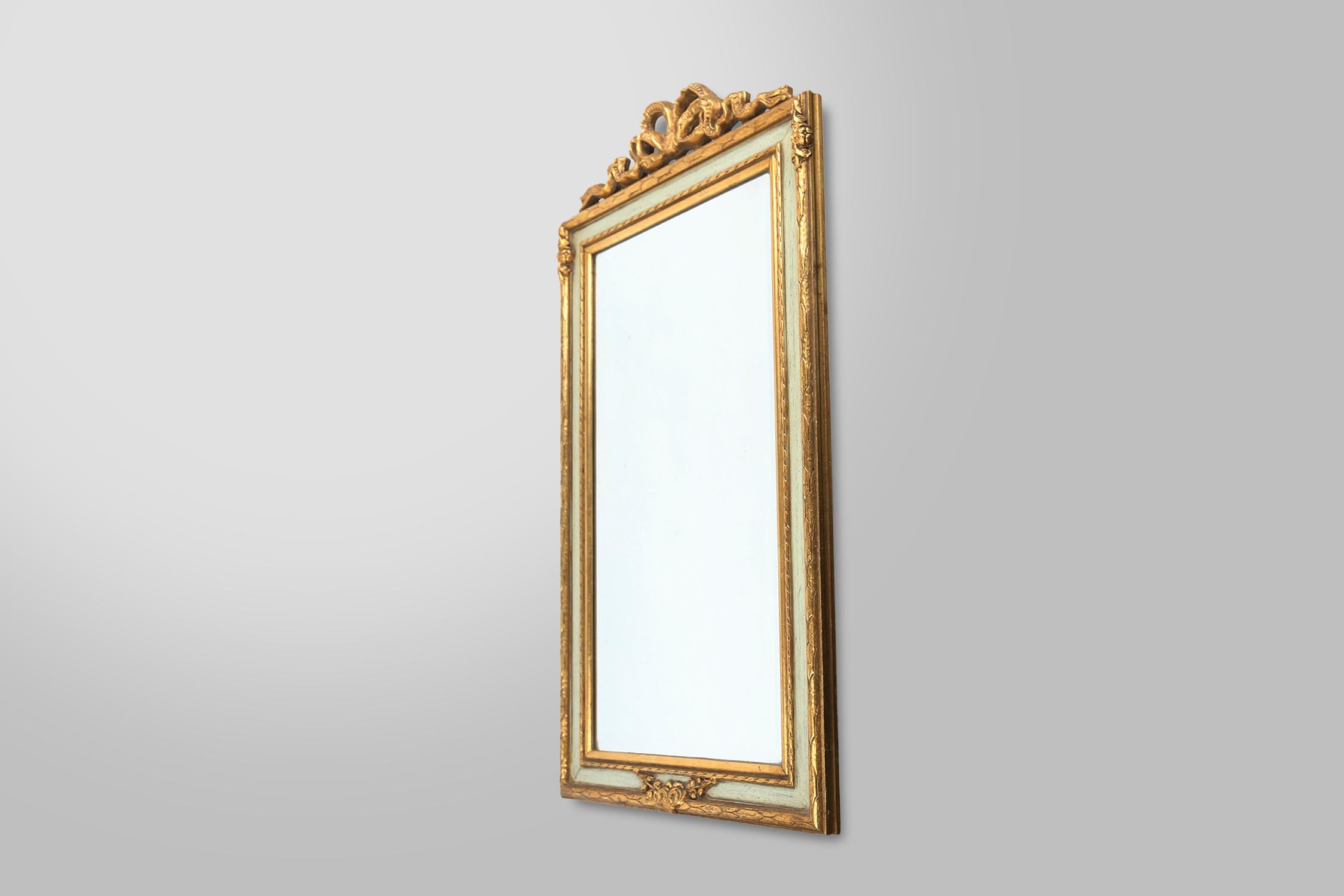 Baroque Classic mirror, romantically decorated 18th century style frame, France, 1950s For Sale