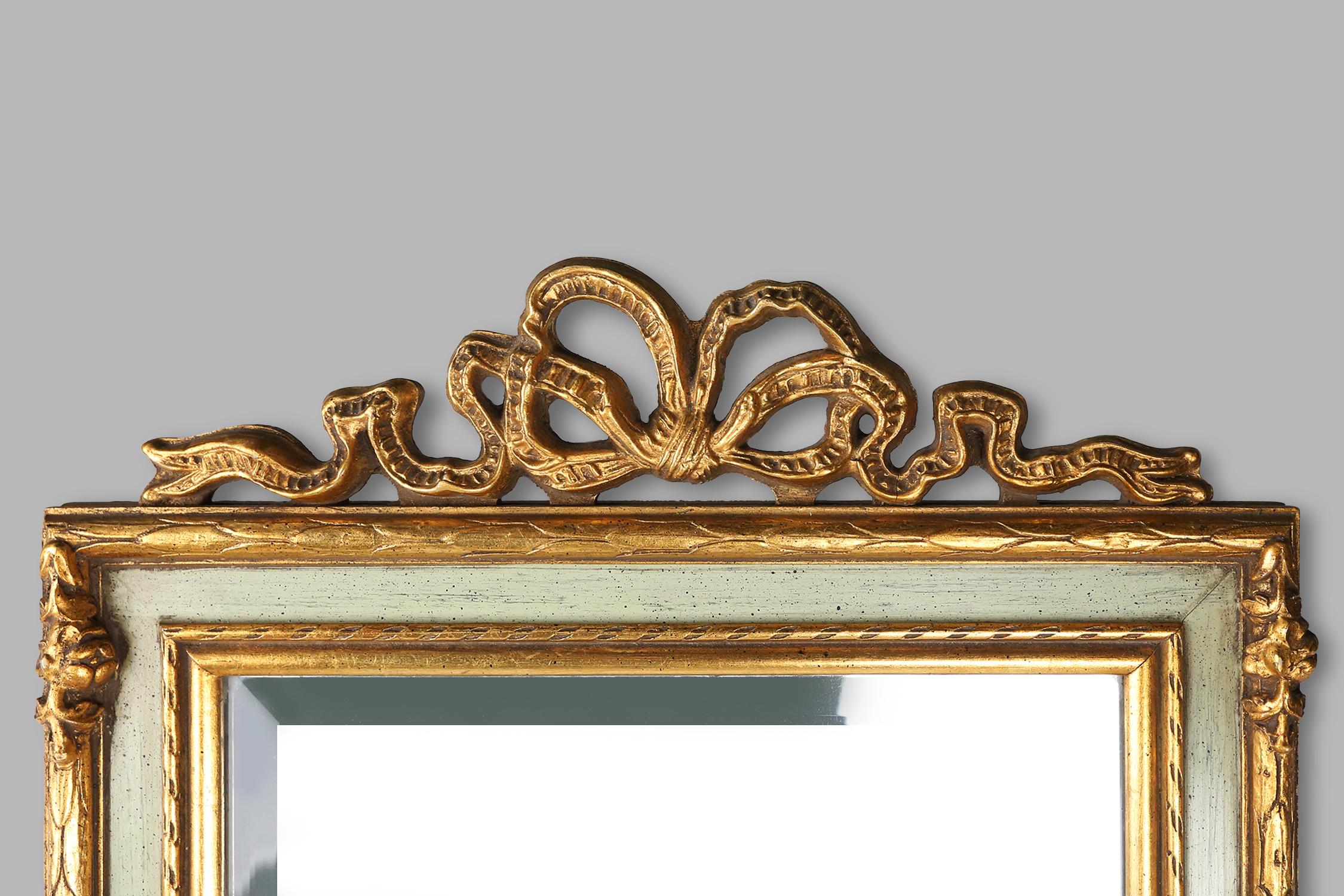 Appliqué Classic mirror, romantically decorated 18th century style frame, France, 1950s For Sale