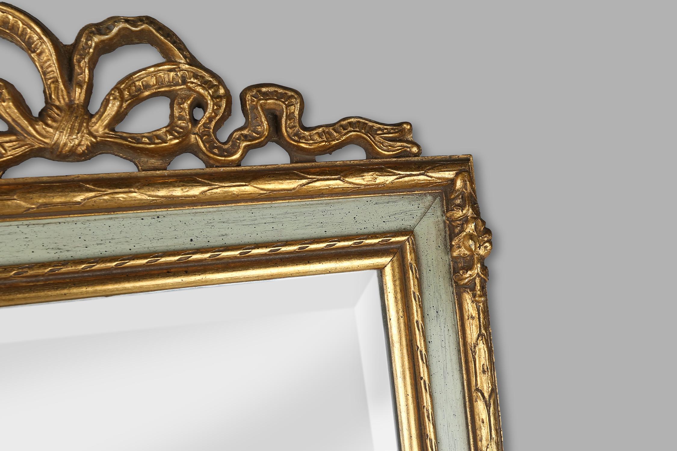 Mid-20th Century Classic mirror, romantically decorated 18th century style frame, France, 1950s For Sale