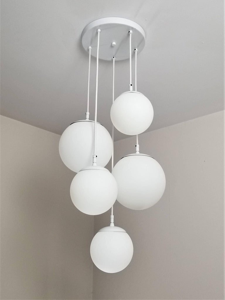 Classic Model 920 Enamel and Blown Glass Orb Light Fixture by Blueprint