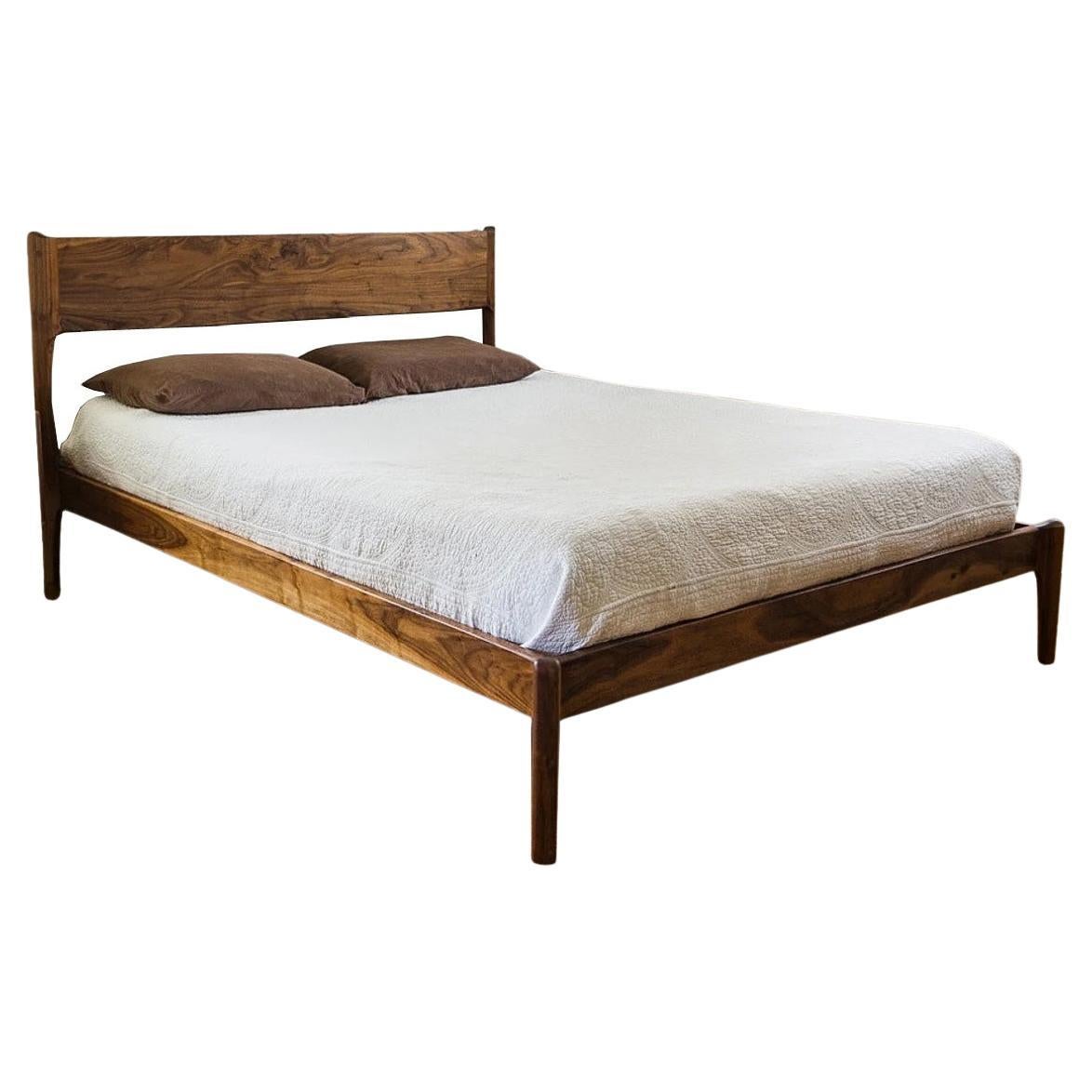 Classic Modern Bed by Pete Deeble Midcentury Walnut Cherry Rosewood King For Sale
