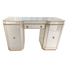 Classic Modern French Mirrored Writing Table Desk Vanity