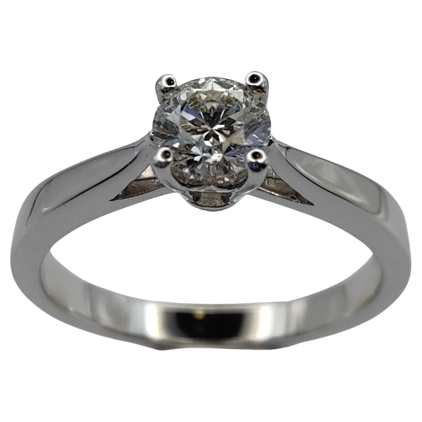 Classic Modern Solitaire Diamond Engagement Ring in 18K White Gold