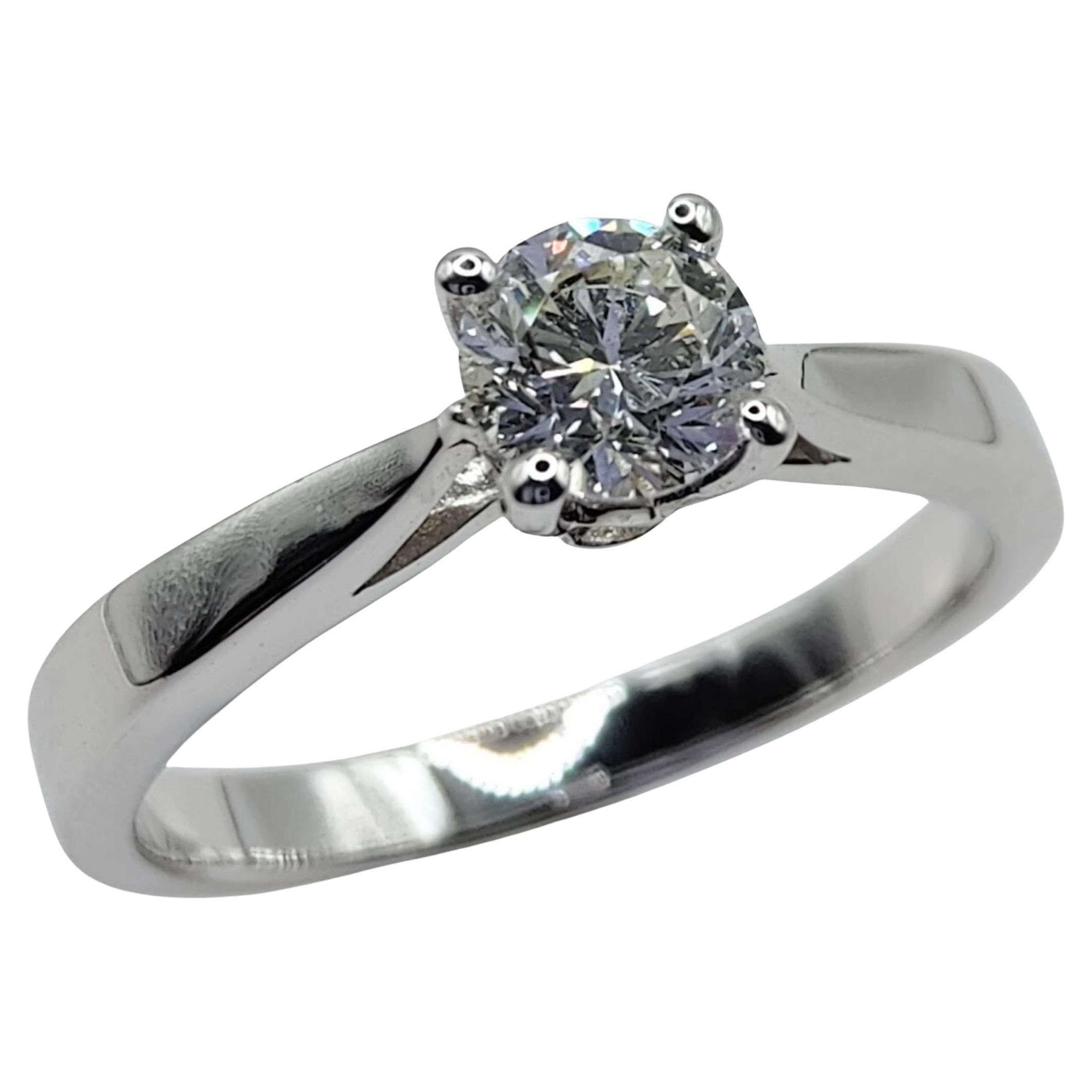 Classic Modern Solitaire Diamond Engagement Ring in 18K White Gold