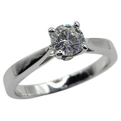 Classic Modern Solitaire Diamond Engagement Ring in 18K White Gold