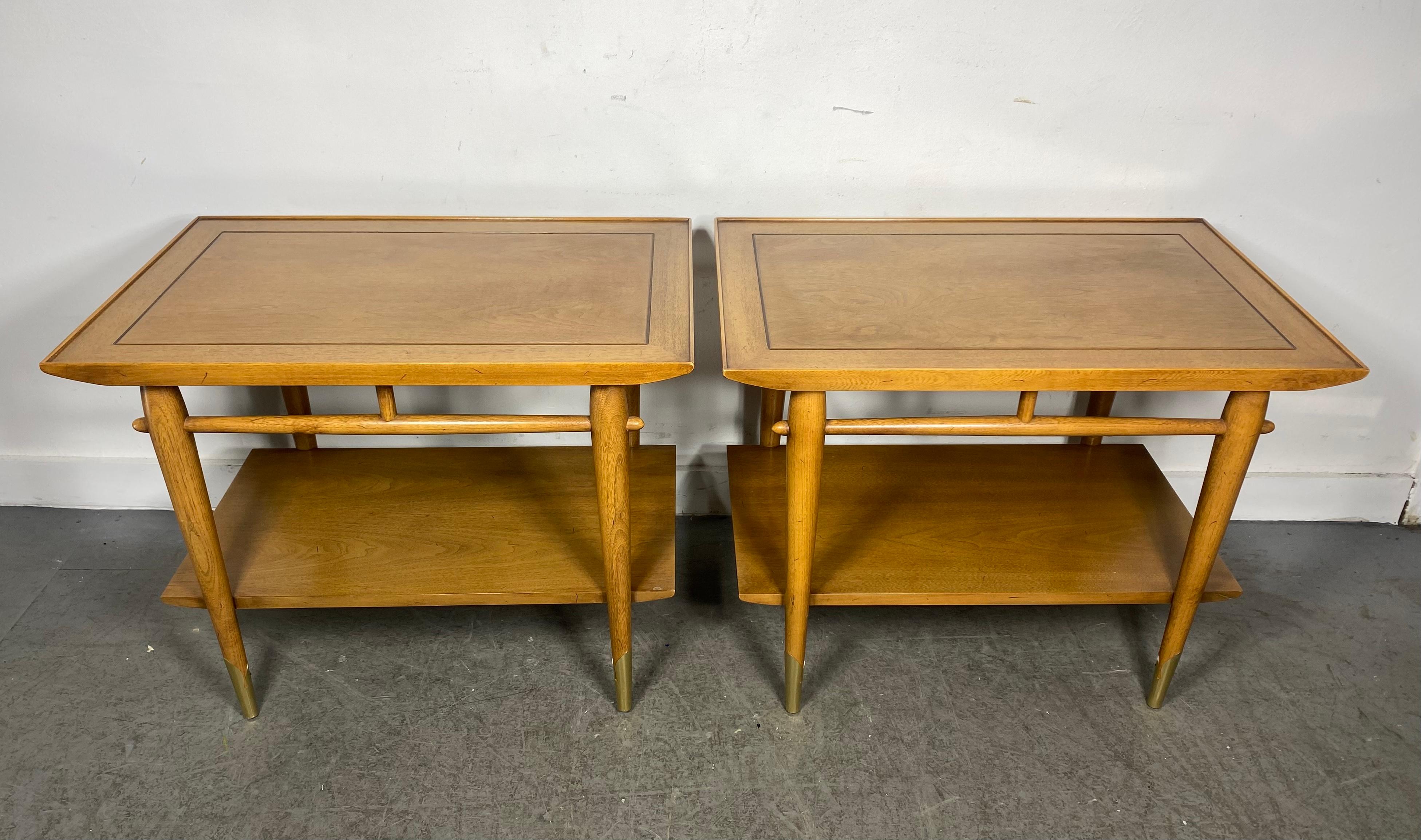Mid-Century Modern Classic Modern two-tier walnut tables by Lane from the 
