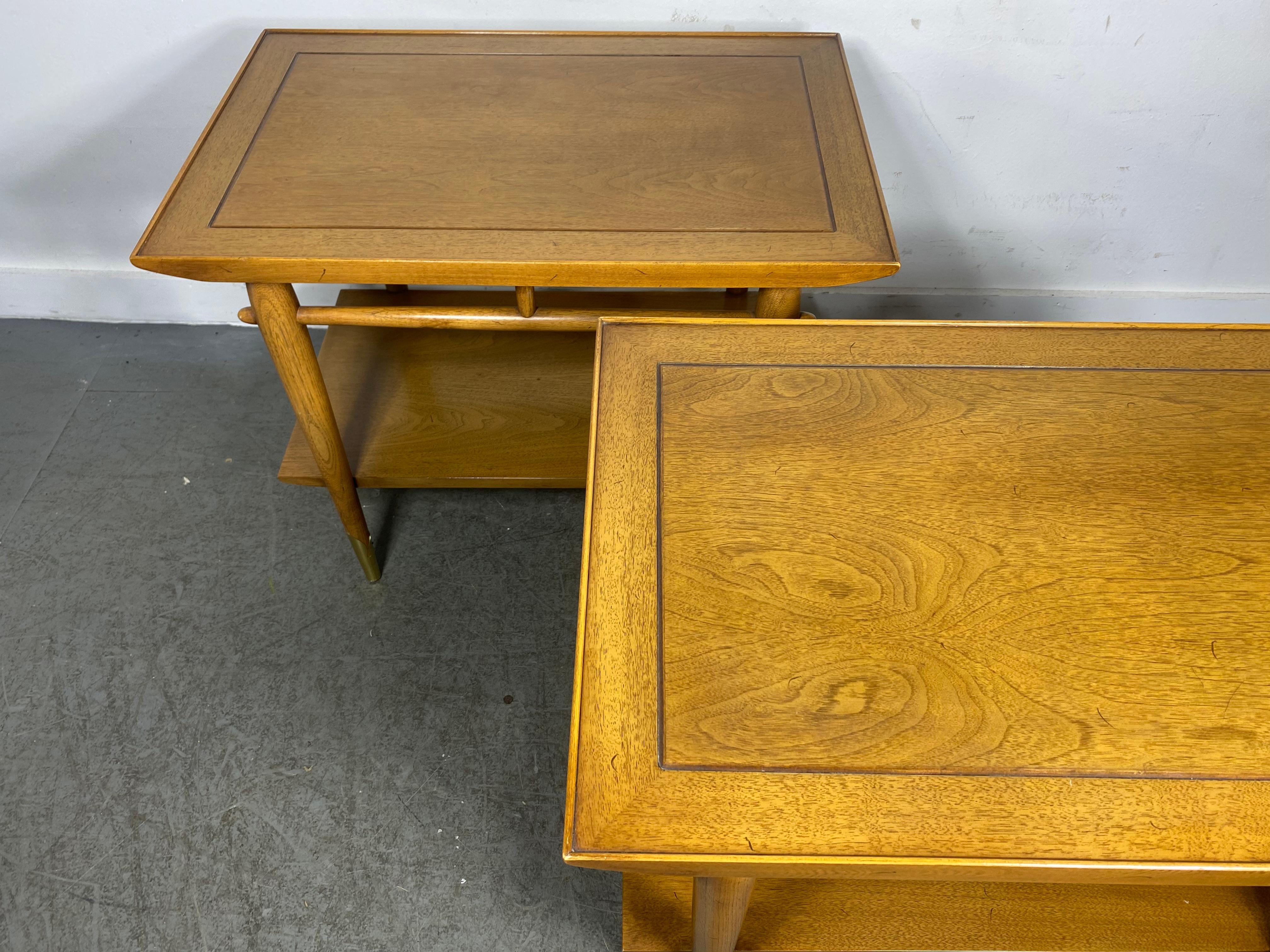 Classic Modern two-tier walnut tables by Lane from the 