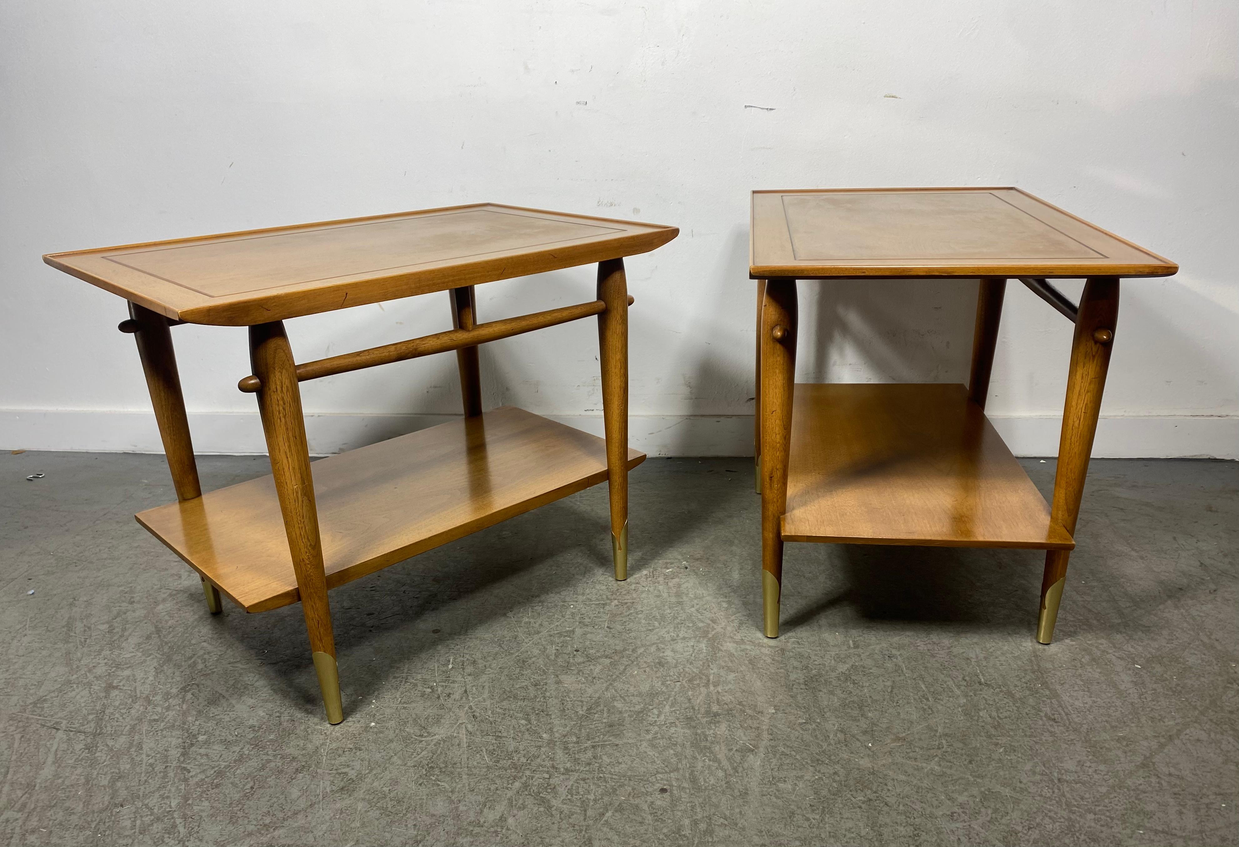 Classic Modern two-tier walnut tables by Lane from the 