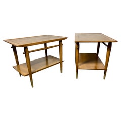Retro Classic Modern two-tier walnut tables by Lane from the "Copenhagen Collection".