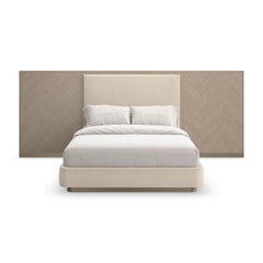 Classic Modern Upholstered Queen Bed with Wings
