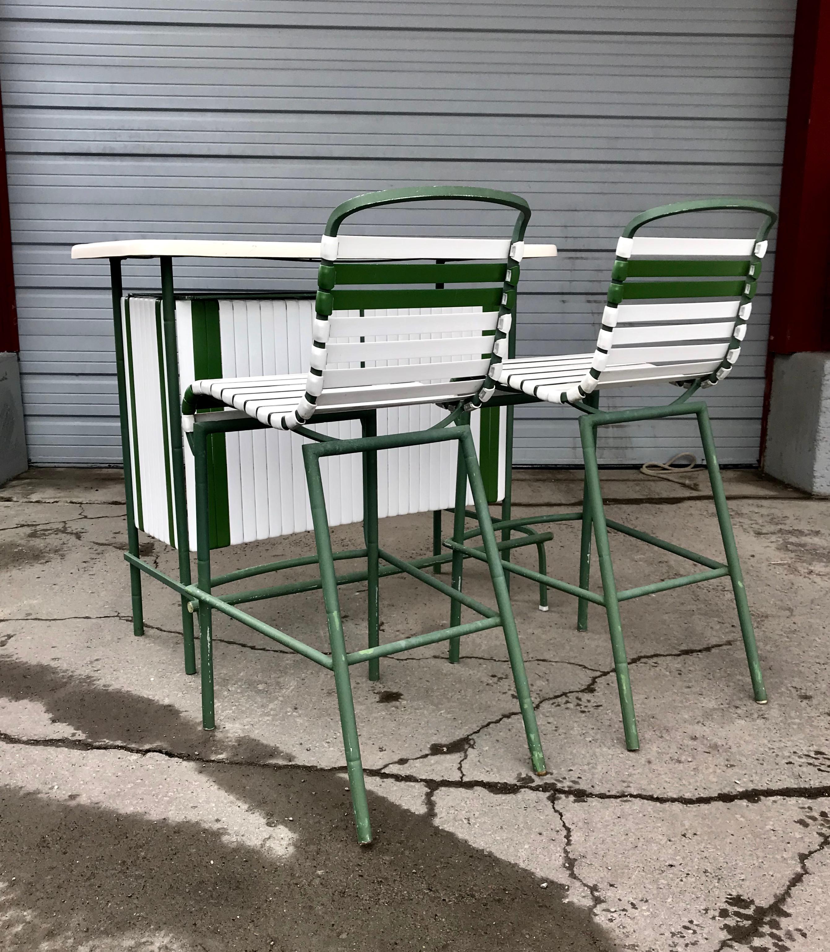 American Classic Modernist Brown Jordan Patio Bar and Stools