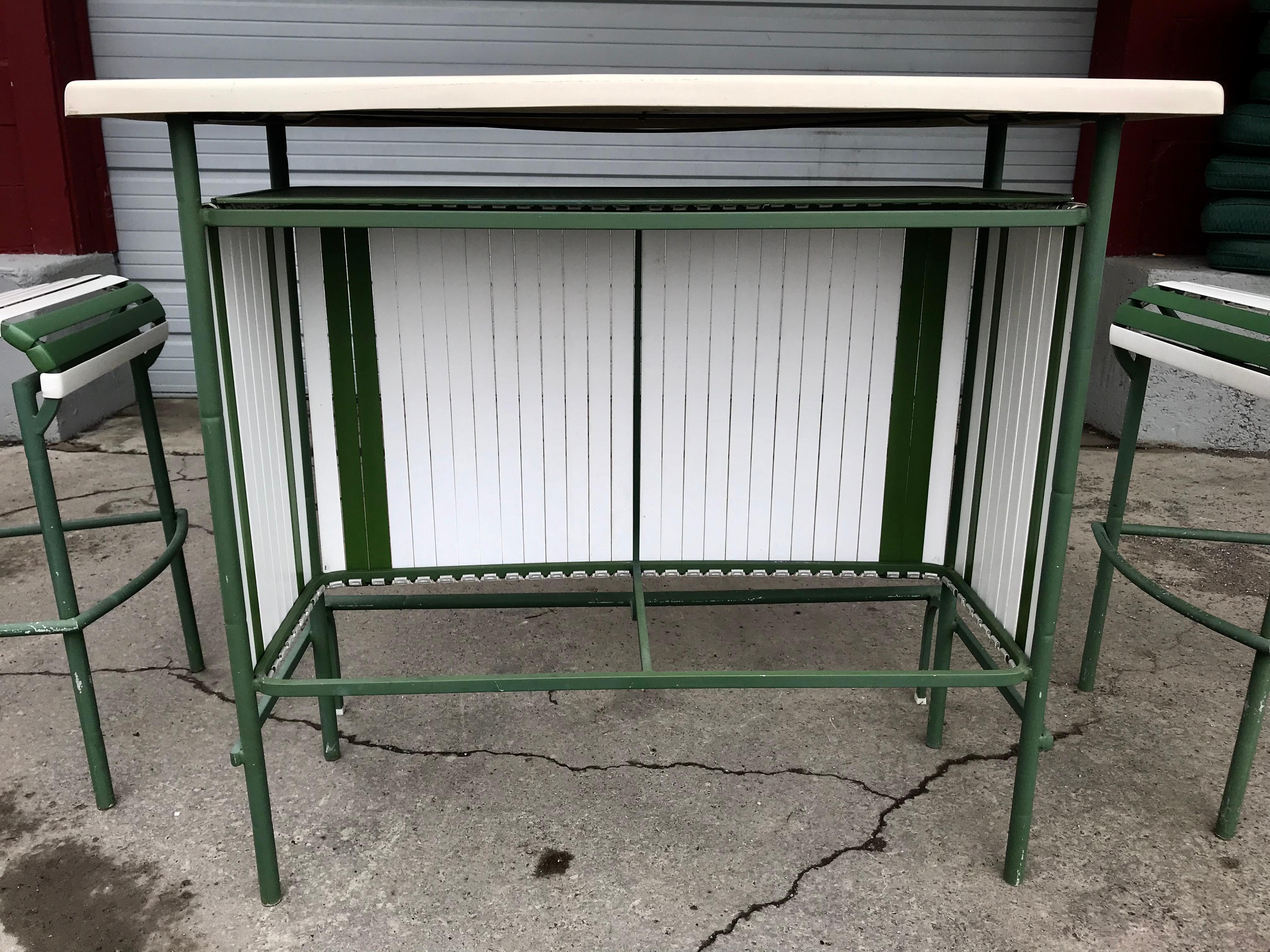 Classic Modernist Brown Jordan Patio Bar and Stools 1
