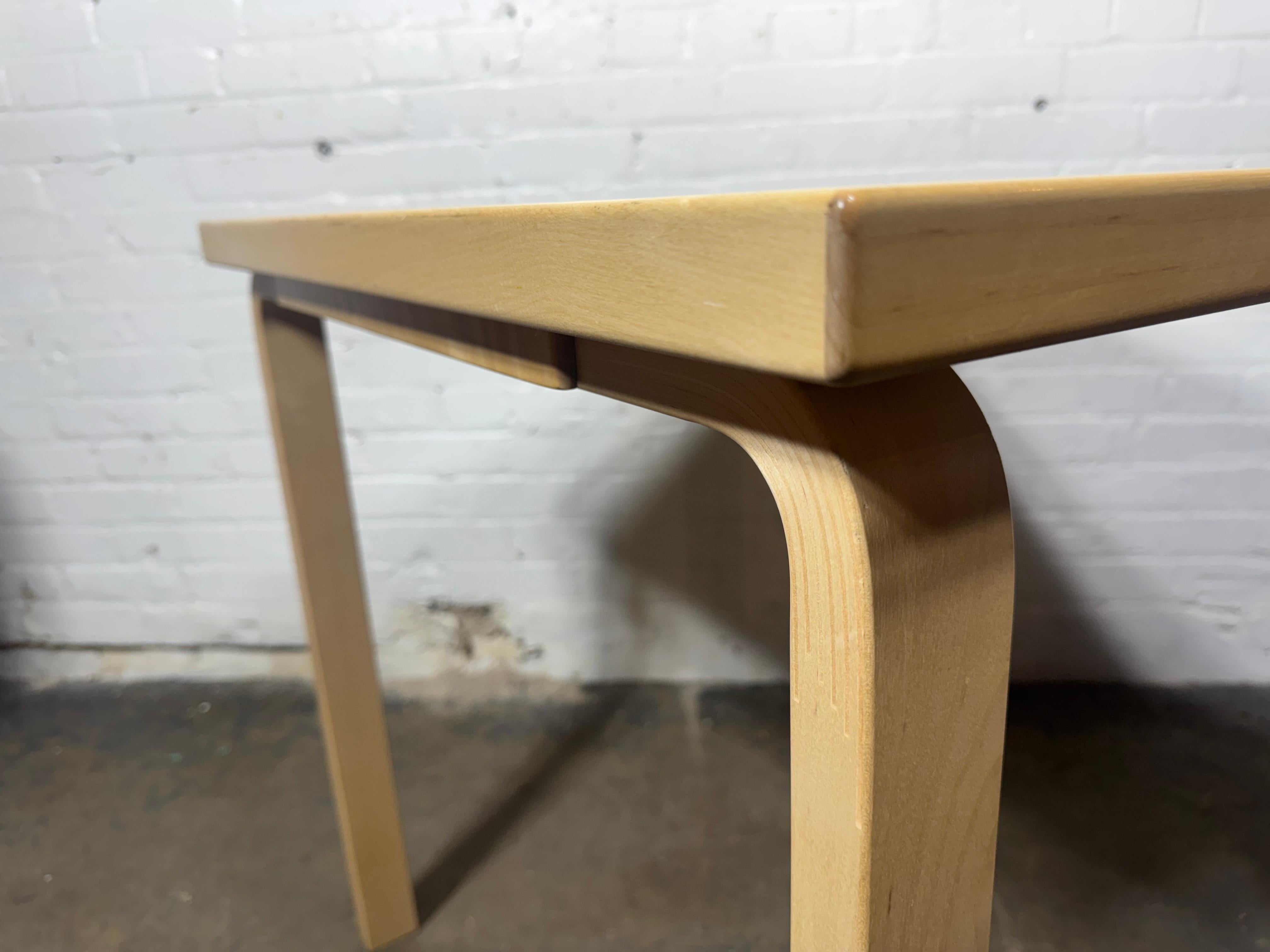 Finnish Classic Modernist Dining / card Table. figured birch, by Alvar Aalto / ARTEK For Sale