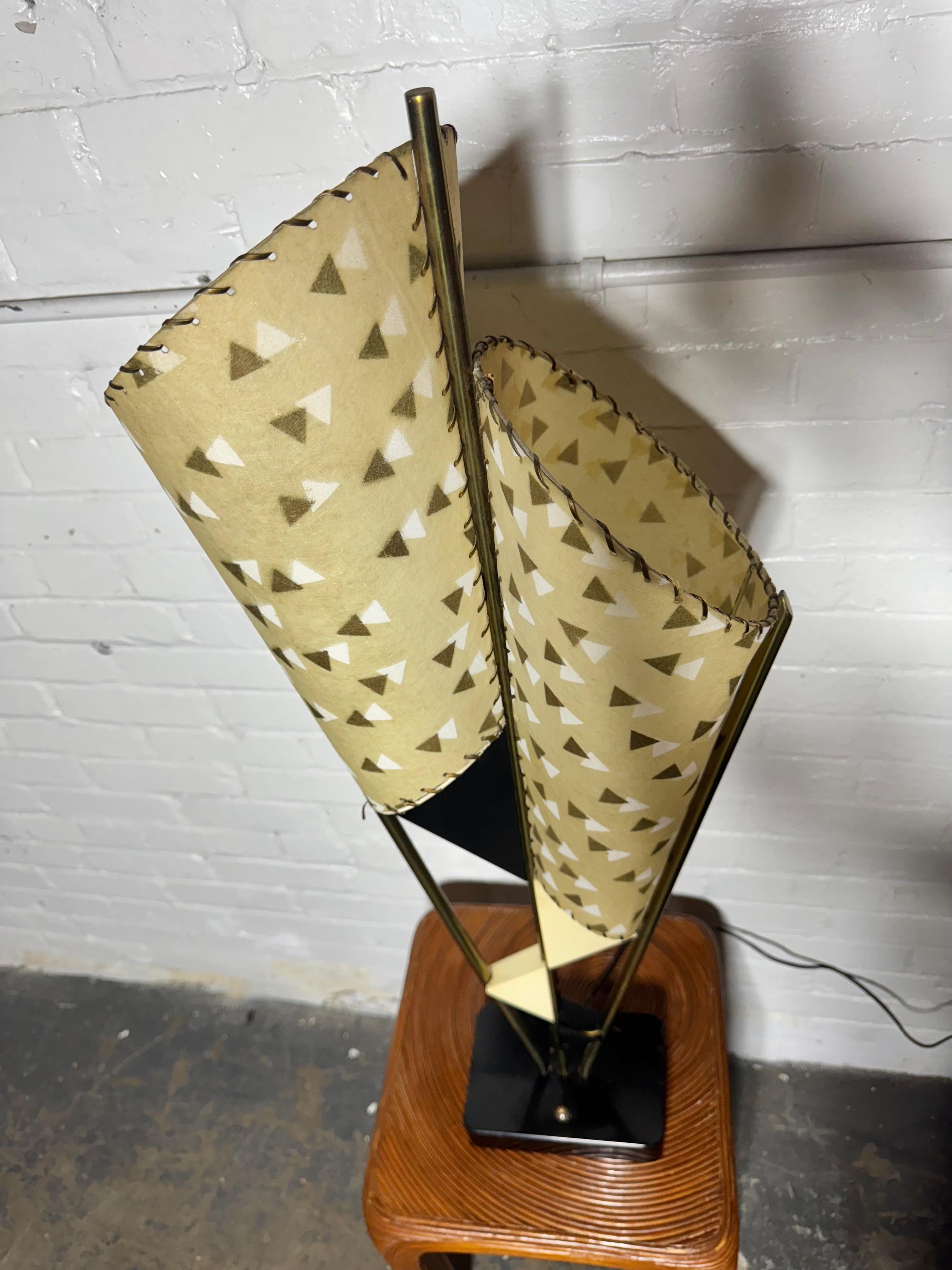 Classic Modernist Double -cone parchment shade lamp by Majestic Lamp Co. For Sale 2