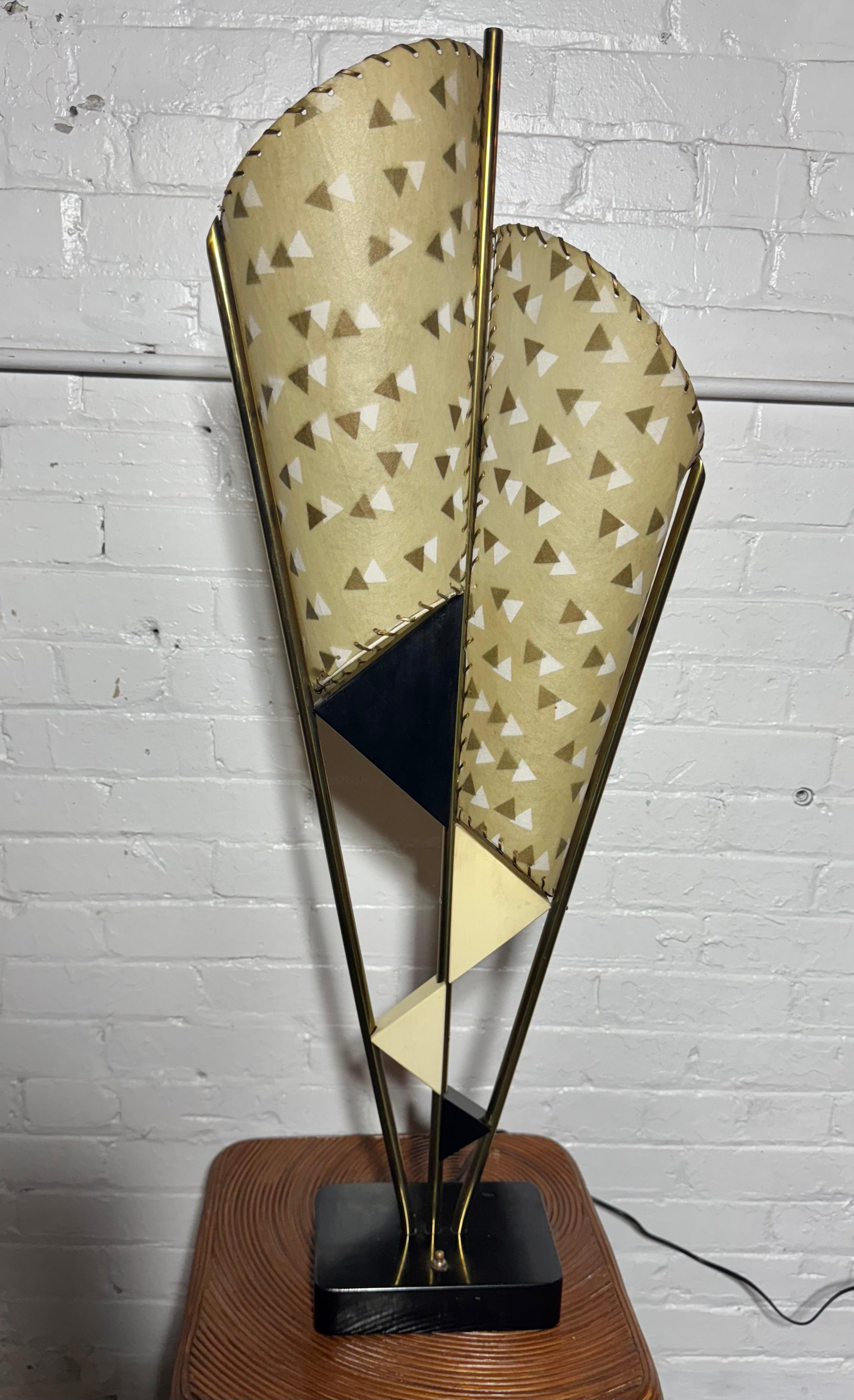 Classic Modernist Double -cone parchment shade lamp by Majestic Lamp Co. For Sale 3
