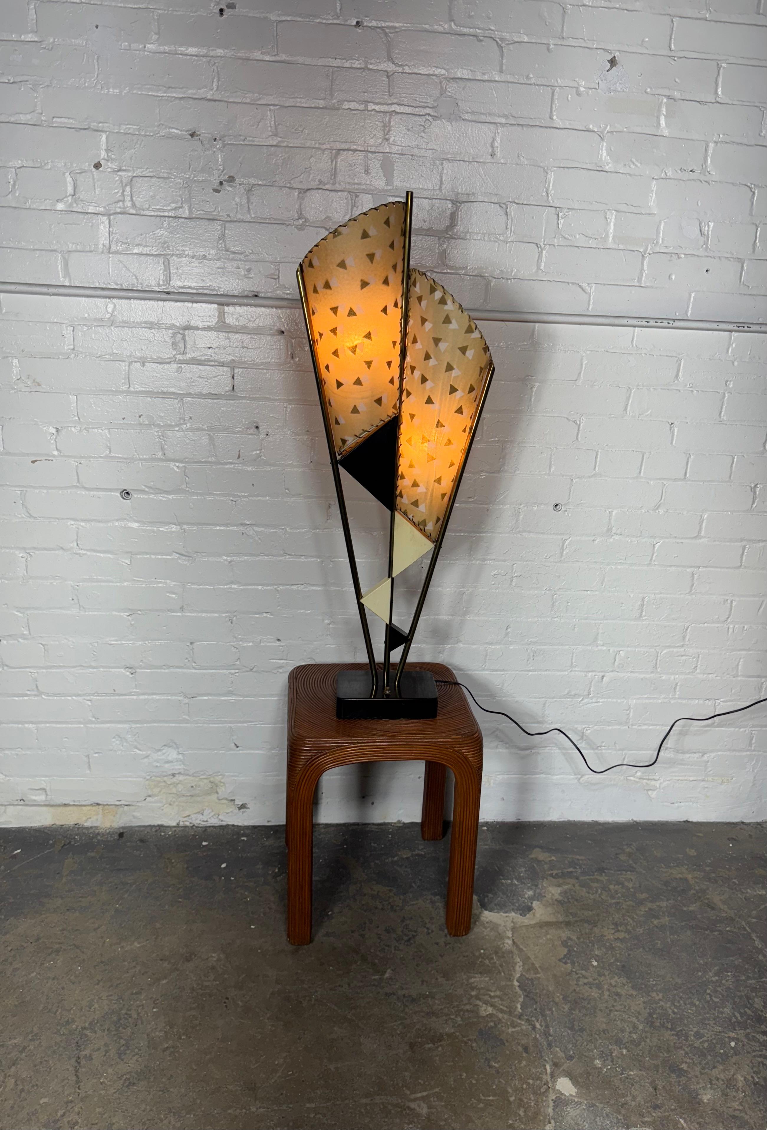 American Classic Modernist Double -cone parchment shade lamp by Majestic Lamp Co. For Sale
