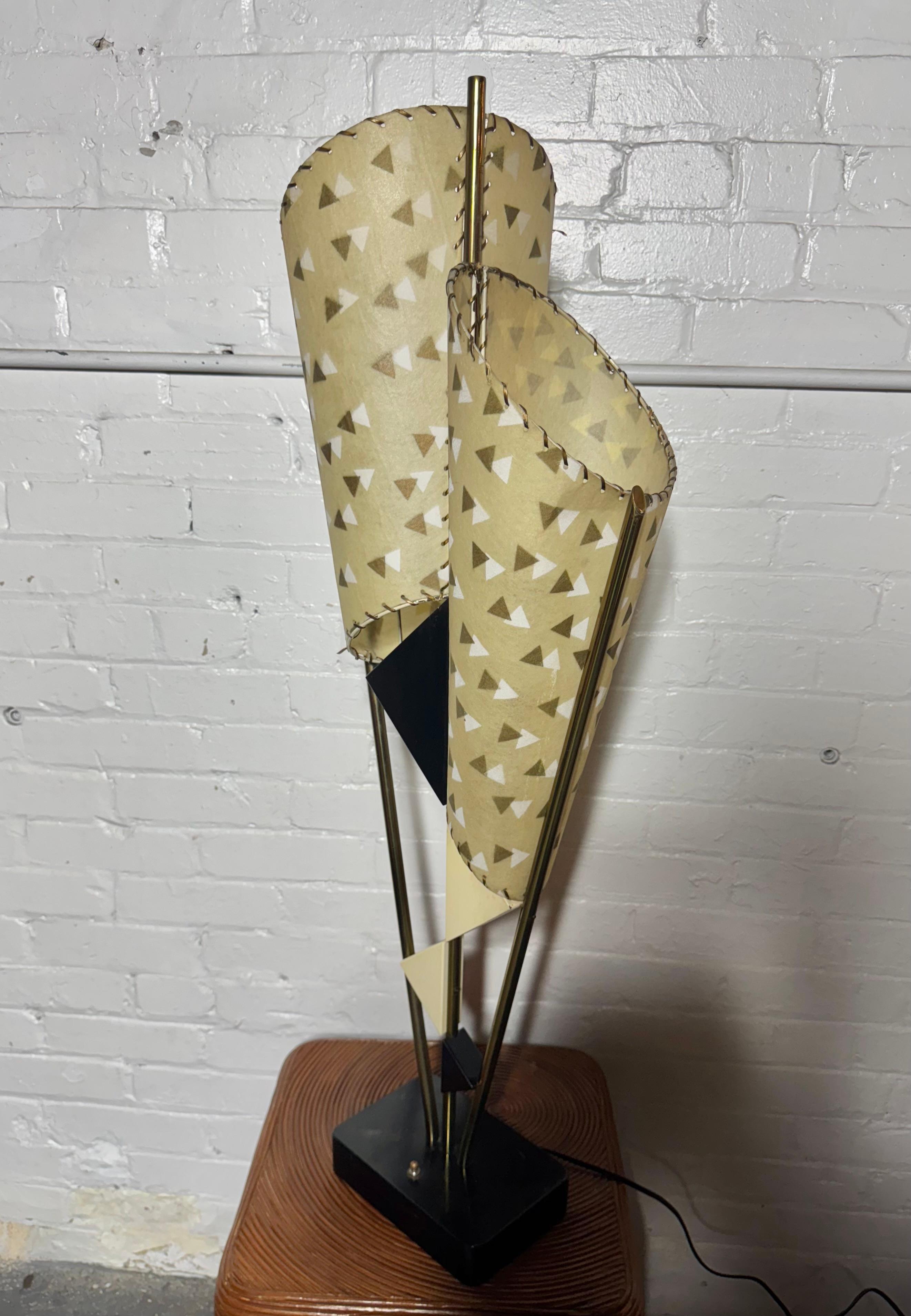 Lacquered Classic Modernist Double -cone parchment shade lamp by Majestic Lamp Co. For Sale