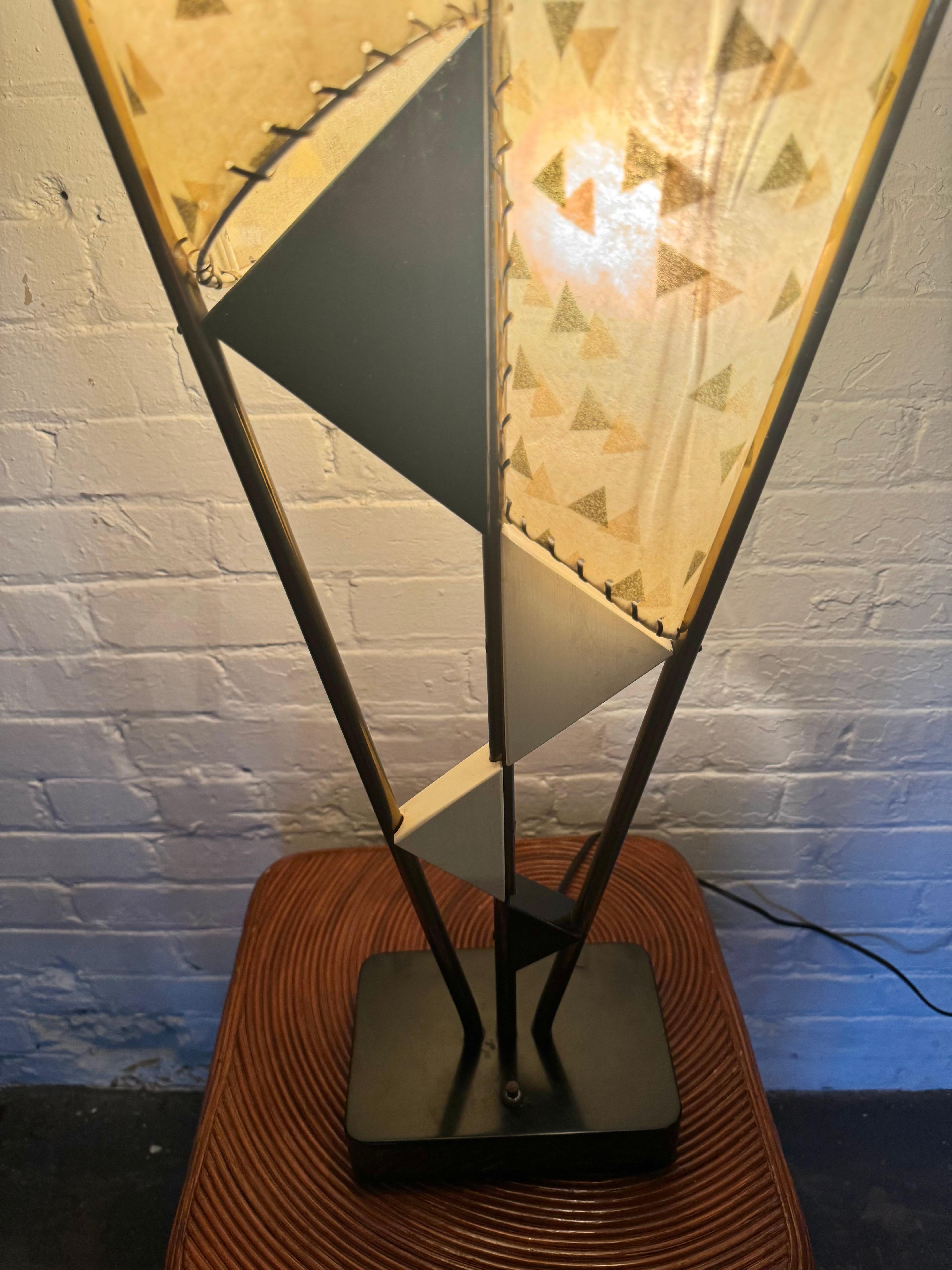 Classic Modernist Double -cone parchment shade lamp by Majestic Lamp Co. In Good Condition For Sale In Buffalo, NY