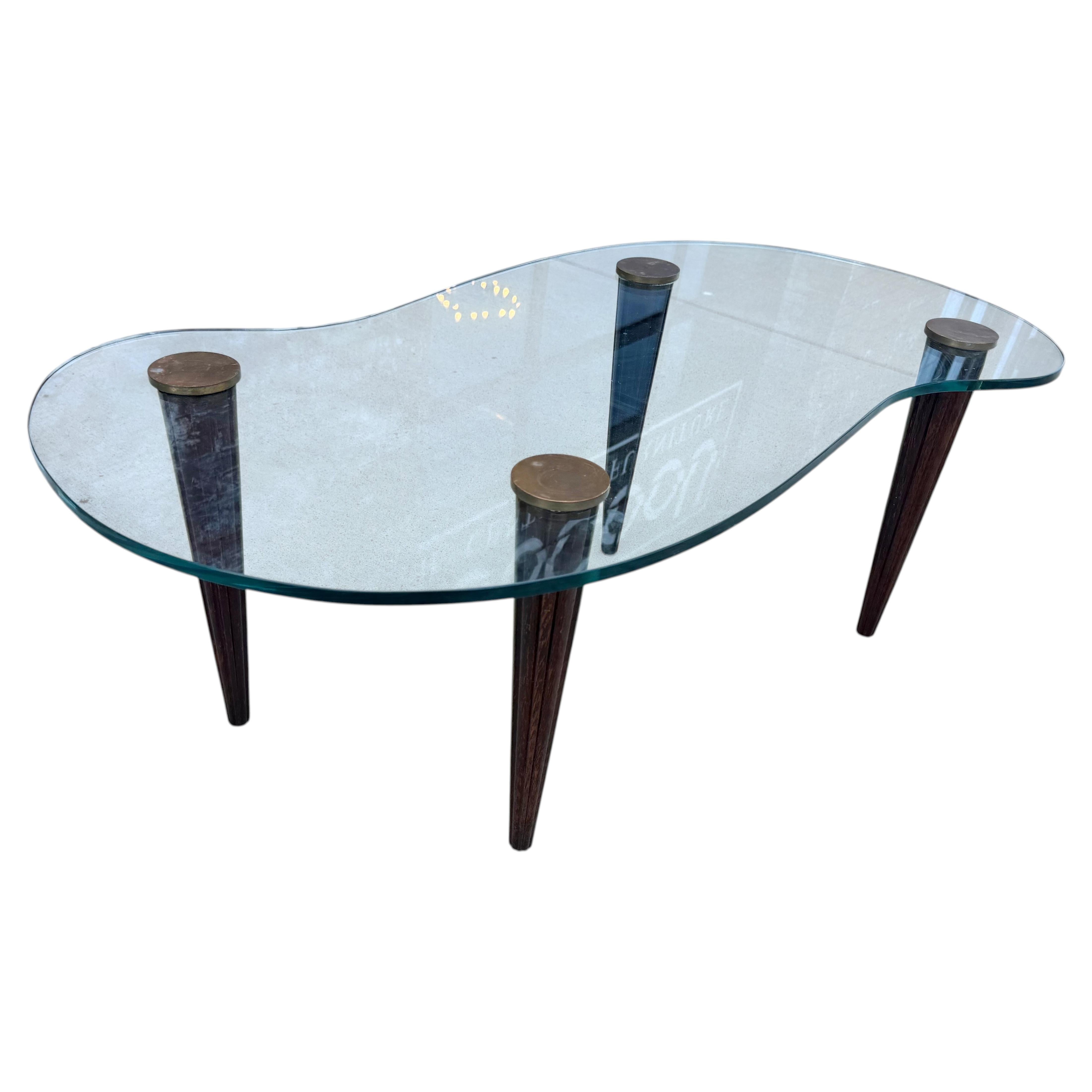 Classic Modernist Gilbert Rohde Glass and Walnut Coffee / Cocktail Table