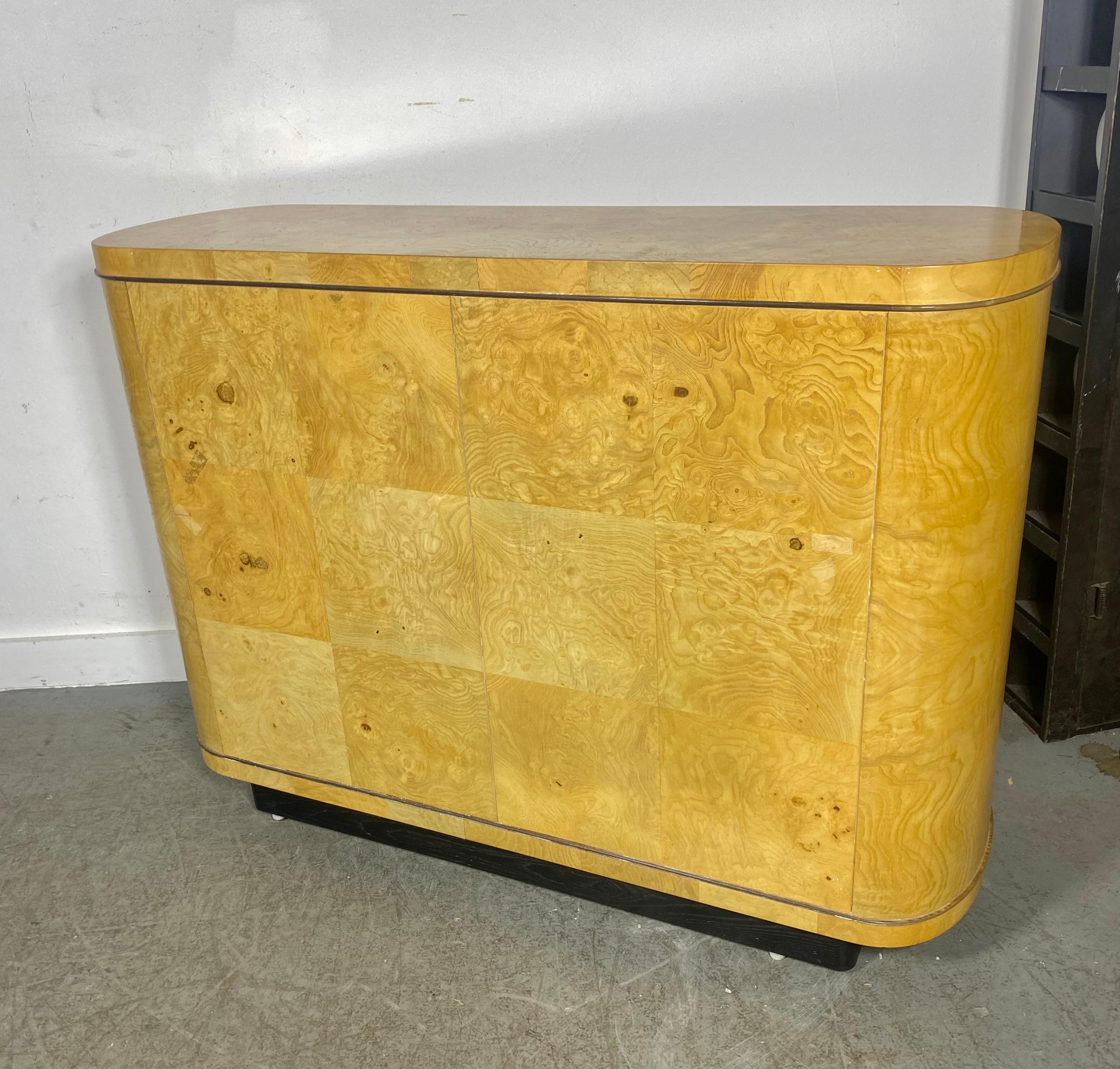 Macassar Classic Modernist  Henredon Scene Two Olive Burl Cabinet