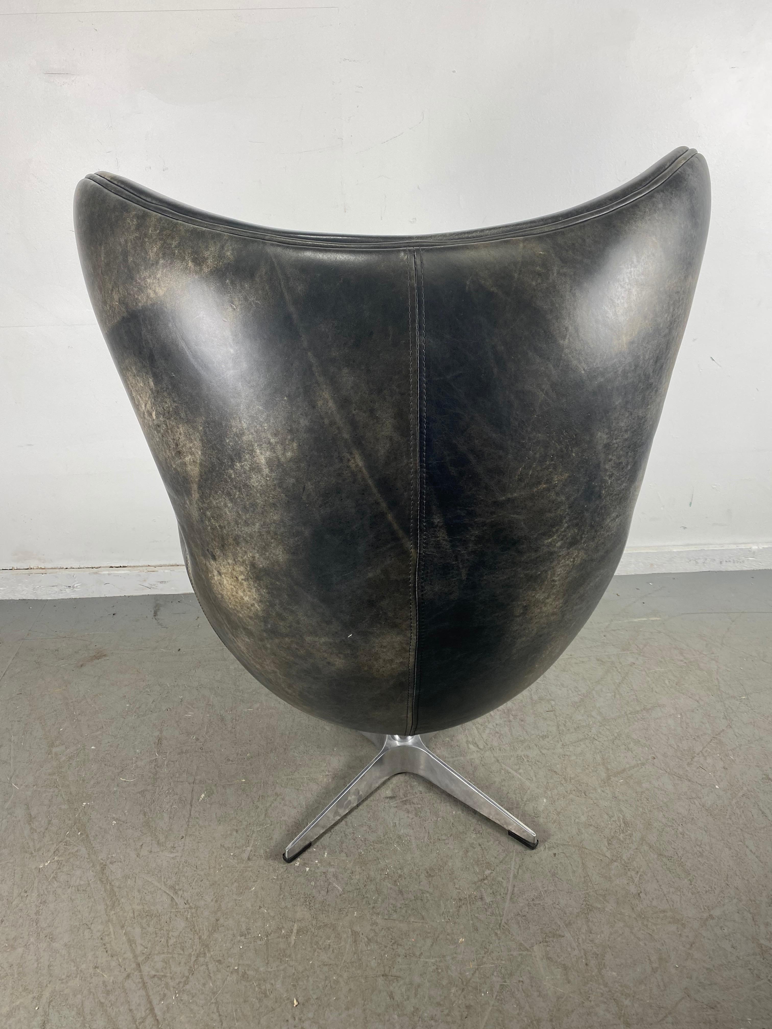 leather swivel egg chair