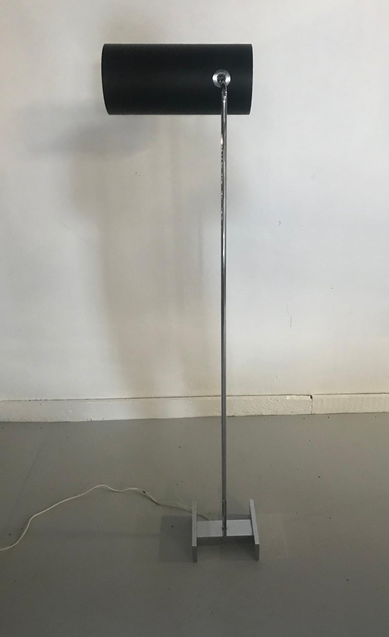 Classic Modernist Robert Sonneman Chrome Base Cylinder Shade Floor Lamp ...