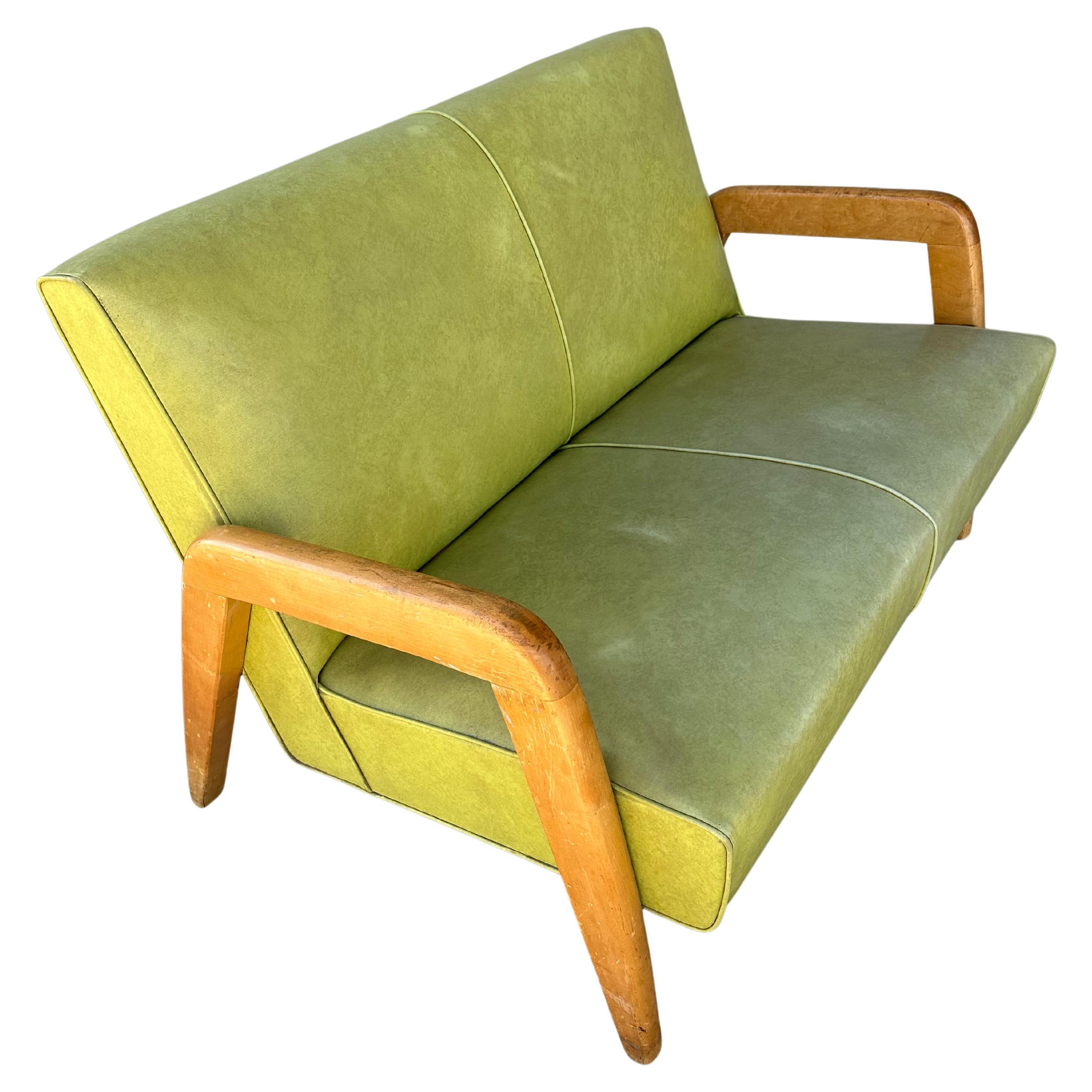 Classic Modernist Sculpted Settee Sofa by Russel Wright for Thonet