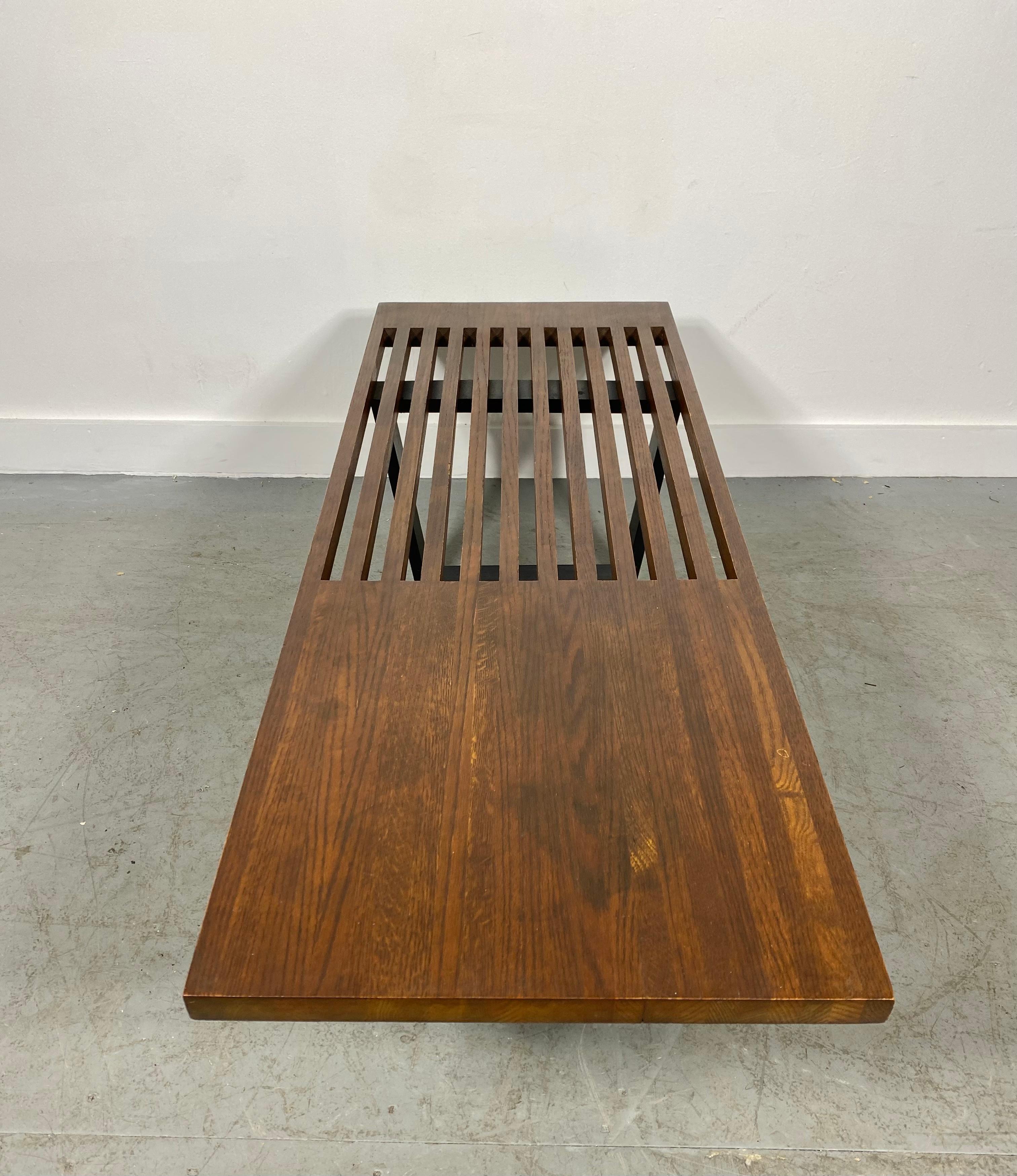 Mid-Century Modern Classic Modernist Slat Bench / Cocktail Table After George Nelson For Sale