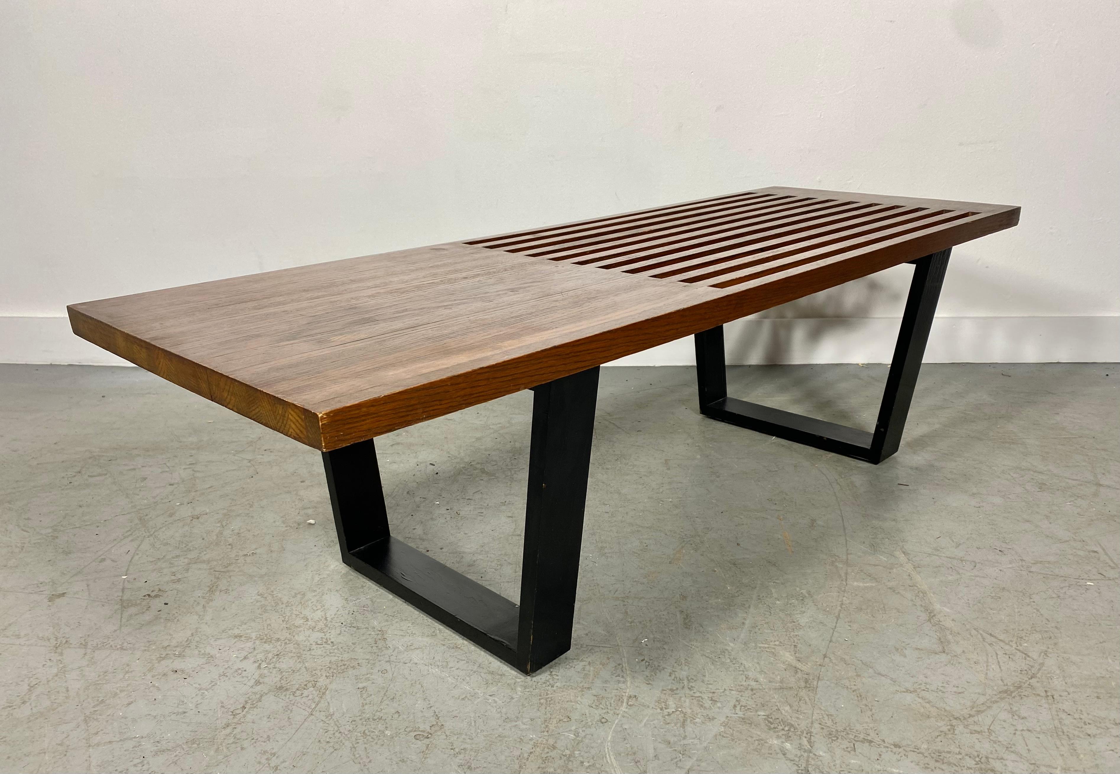 Lacquered Classic Modernist Slat Bench / Cocktail Table After George Nelson For Sale