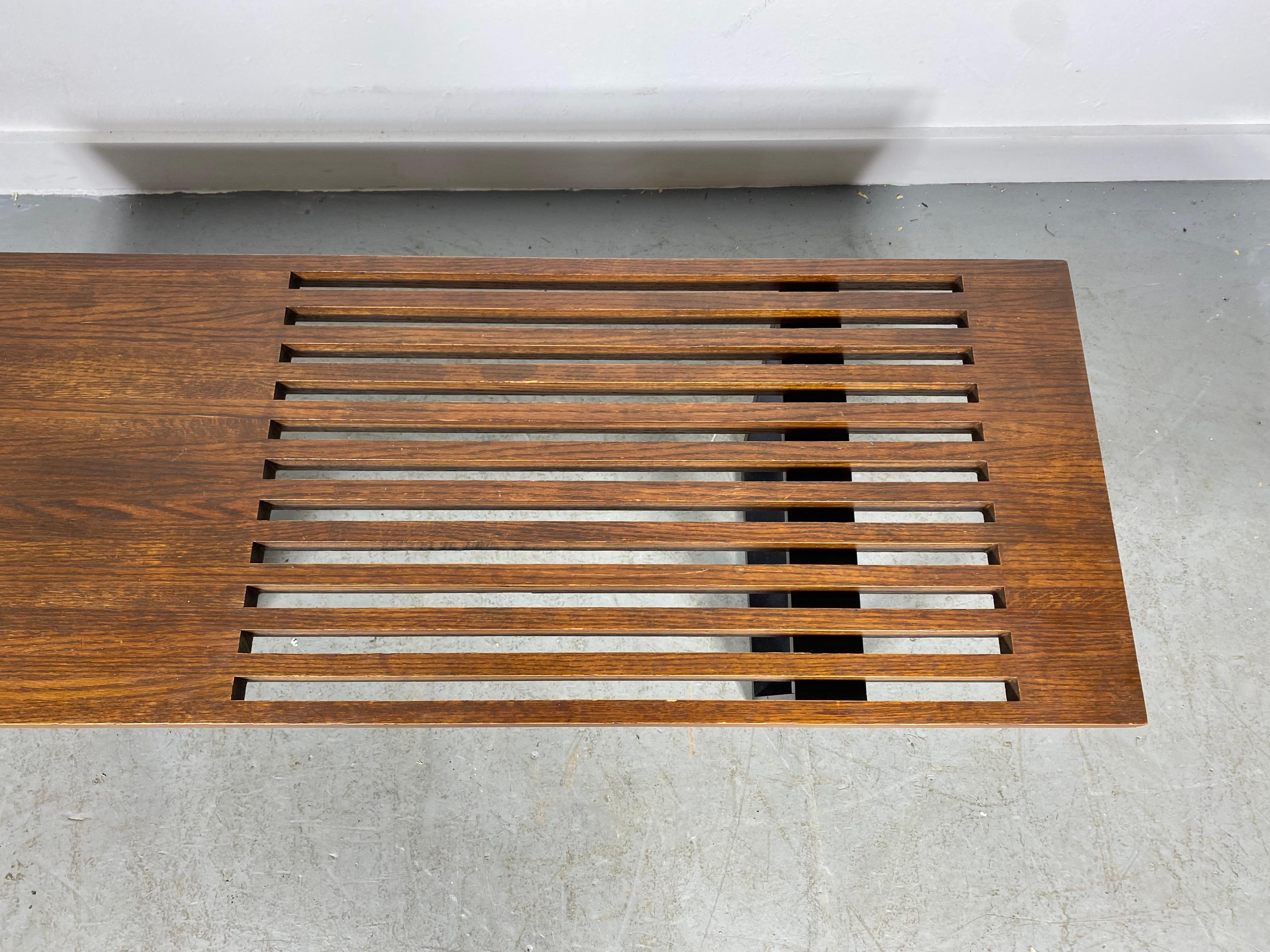Classic Modernist Slat Bench / Cocktail Table After George Nelson In Good Condition For Sale In Buffalo, NY