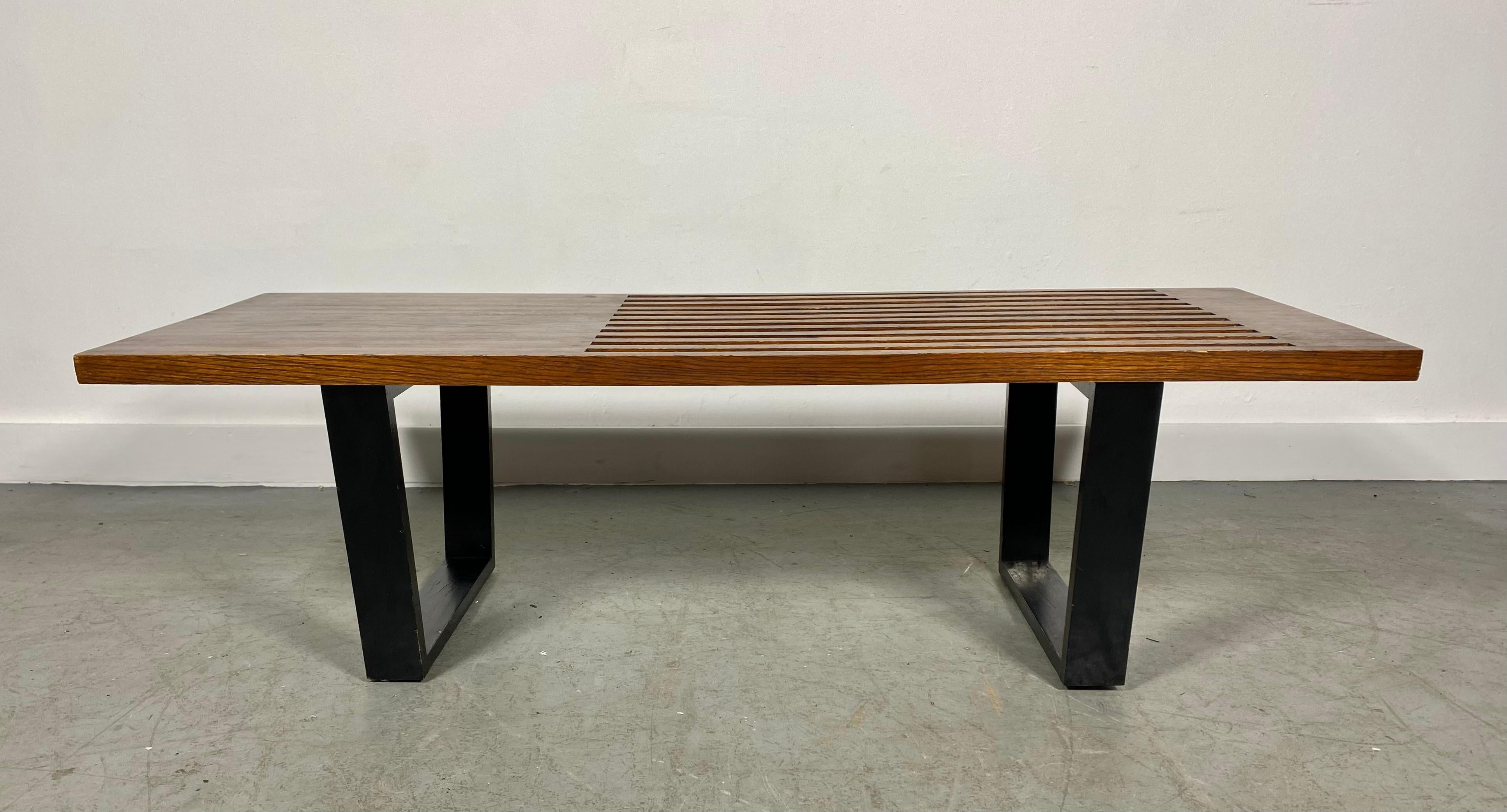 Mid-20th Century Classic Modernist Slat Bench / Cocktail Table After George Nelson For Sale