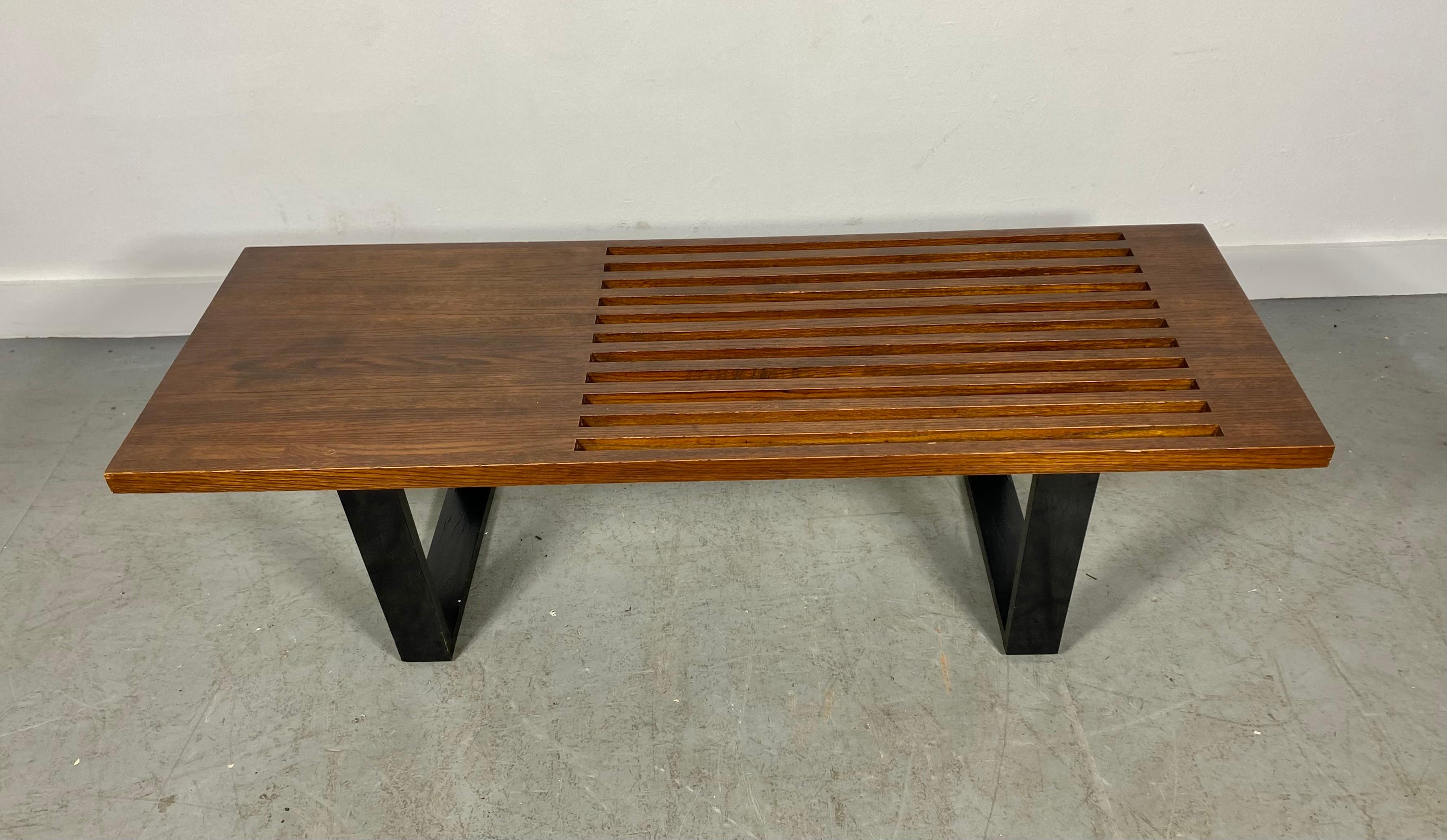 Wood Classic Modernist Slat Bench / Cocktail Table After George Nelson For Sale