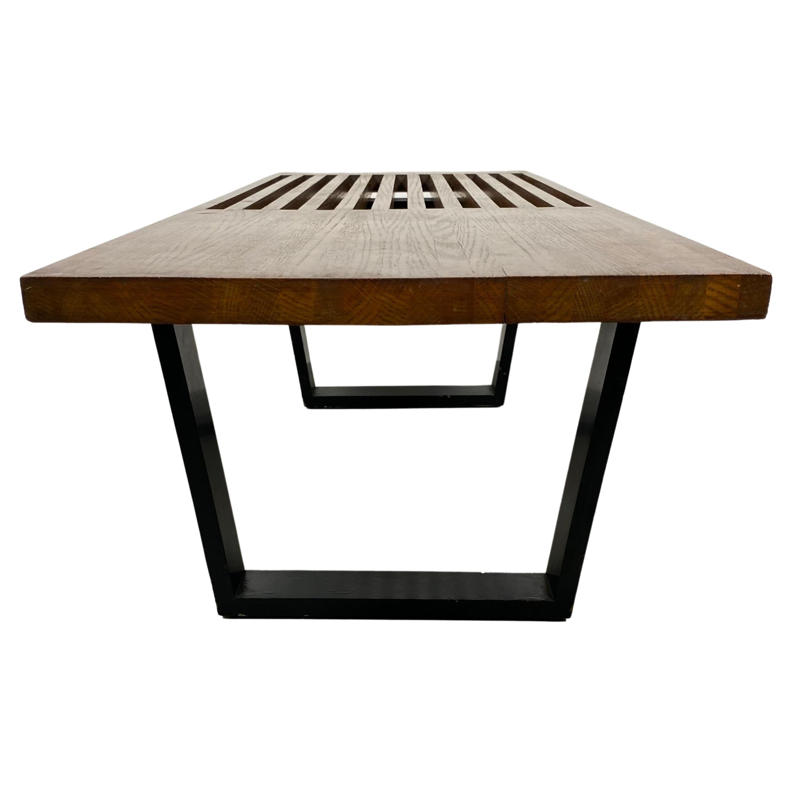 Classic Modernist Slat Bench / Cocktail Table After George Nelson For Sale