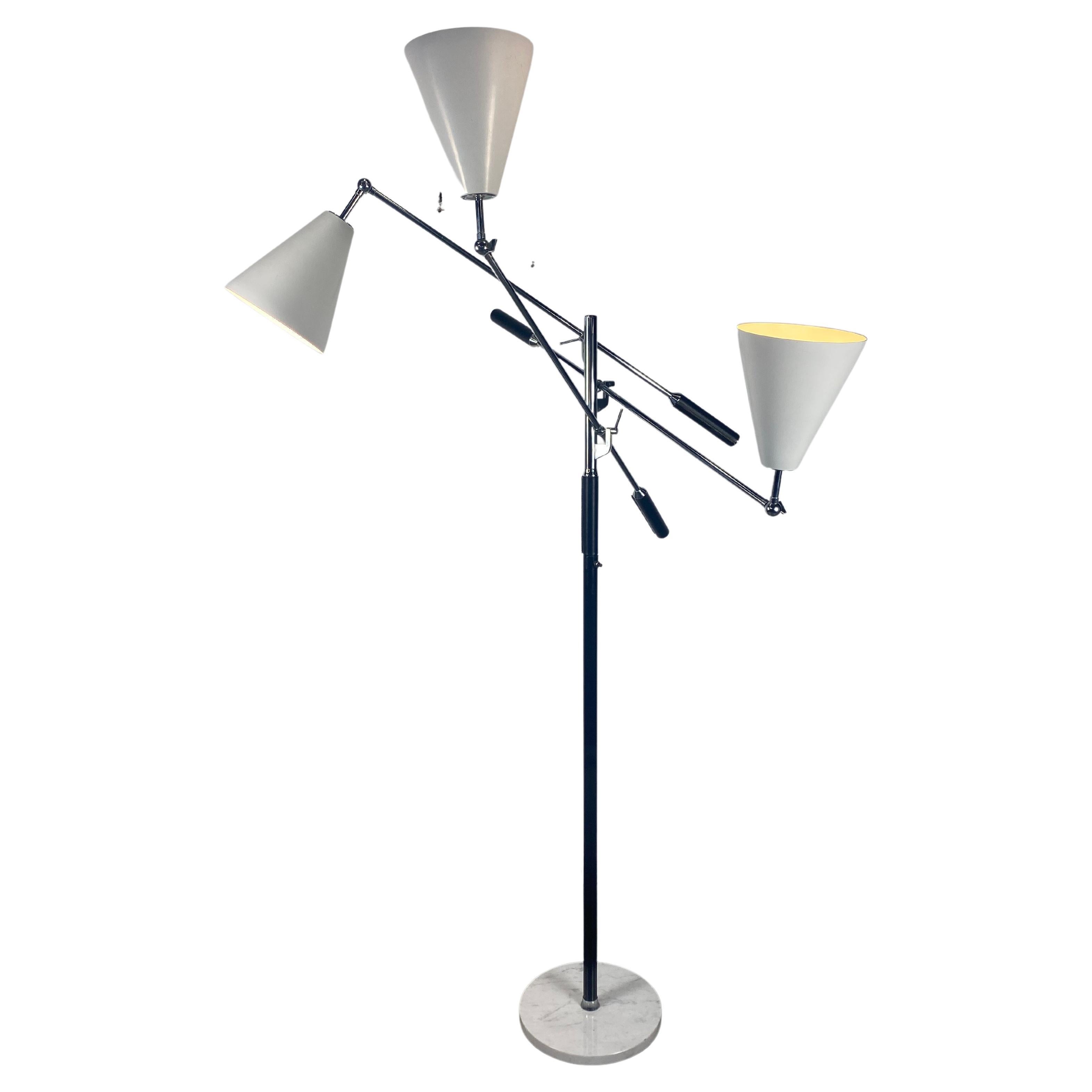 Classic Modernist 'Trienali" 3-Arm Articulating Lamp by Angelo Lelli / Italy For Sale