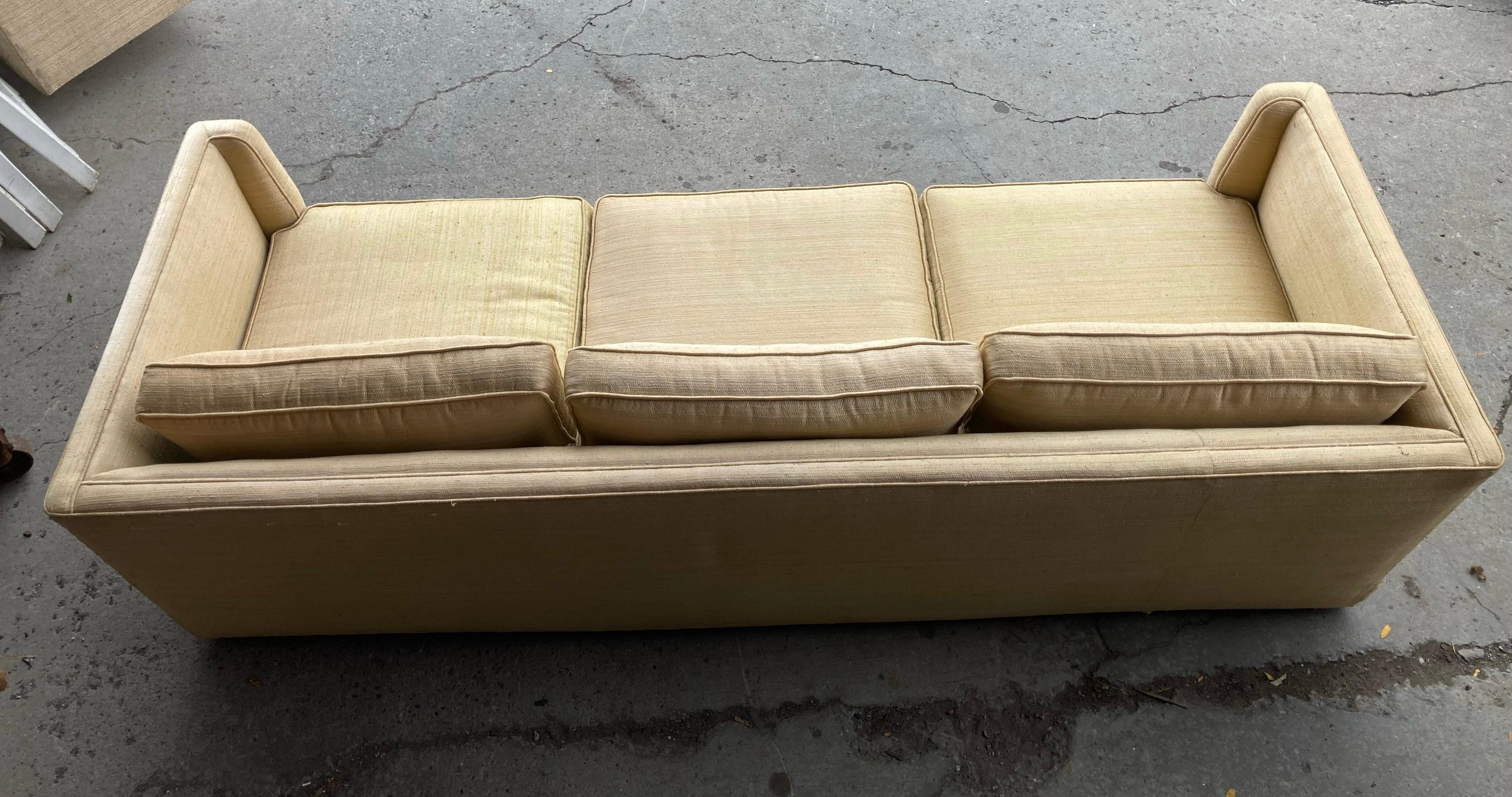 Mid-Century Modern Classic Modernist Tuxedo Sofa, , even-arm by Hendredon For Sale