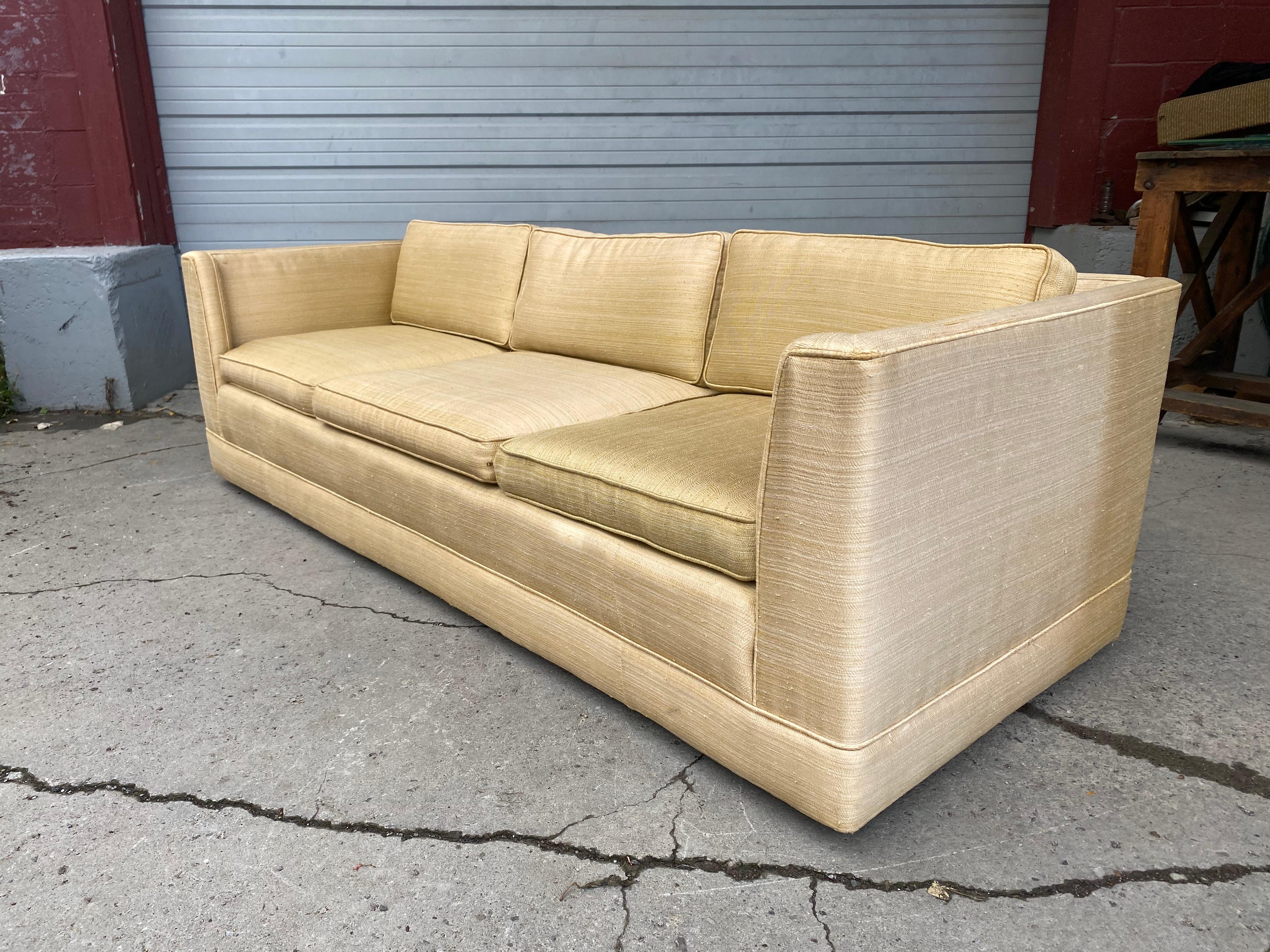 Mid-20th Century Classic Modernist Tuxedo Sofa, , even-arm by Hendredon For Sale