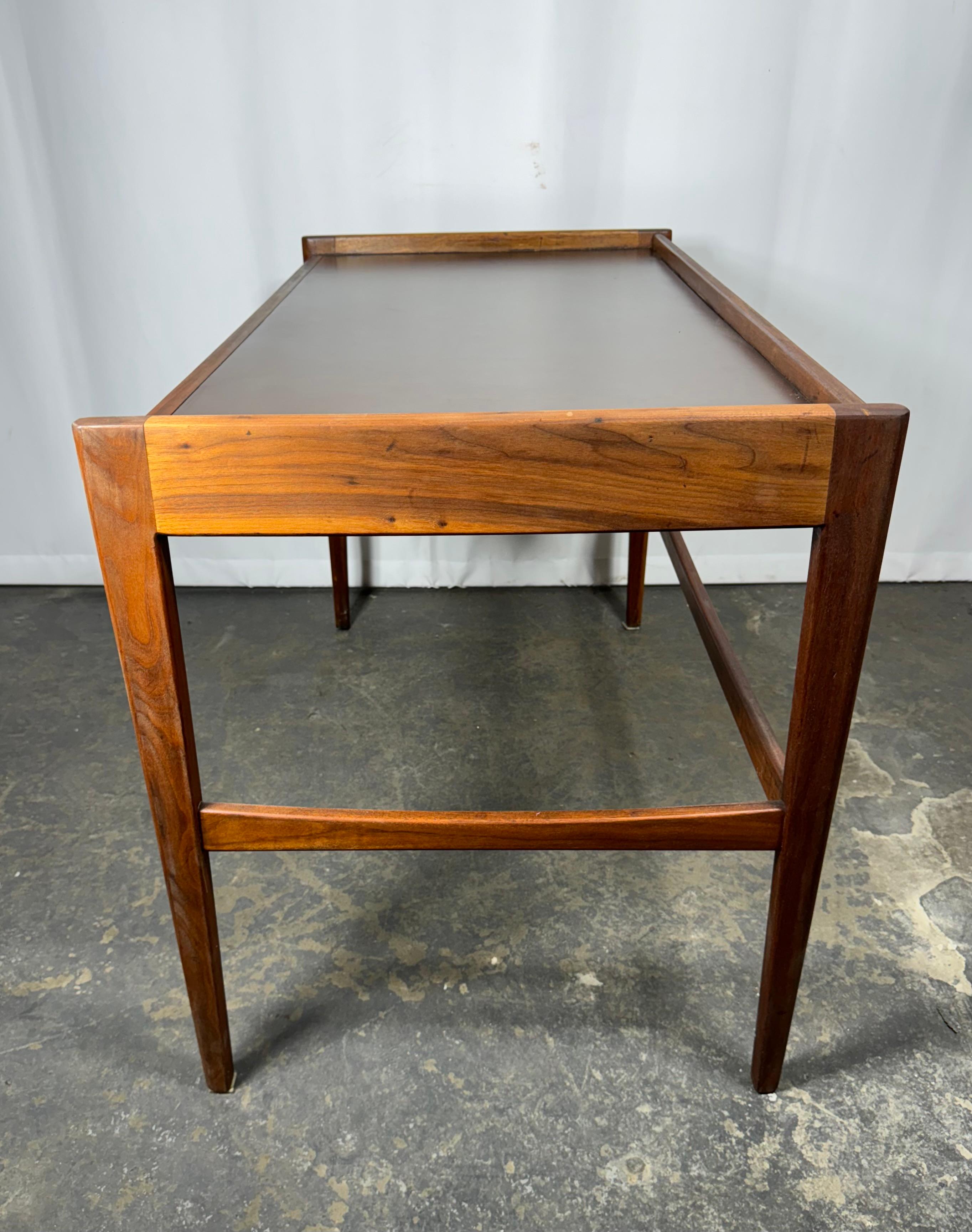 Mid-Century Modern Classic Modernist walnut and leather desk by GUILDHALL CABINET SHOPS