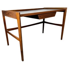 Classic Modernist walnut and leather desk by GUILDHALL CABINET SHOPS