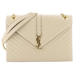 Classic Monogram Envelope Satchel Matelasse Chevron Leather Large