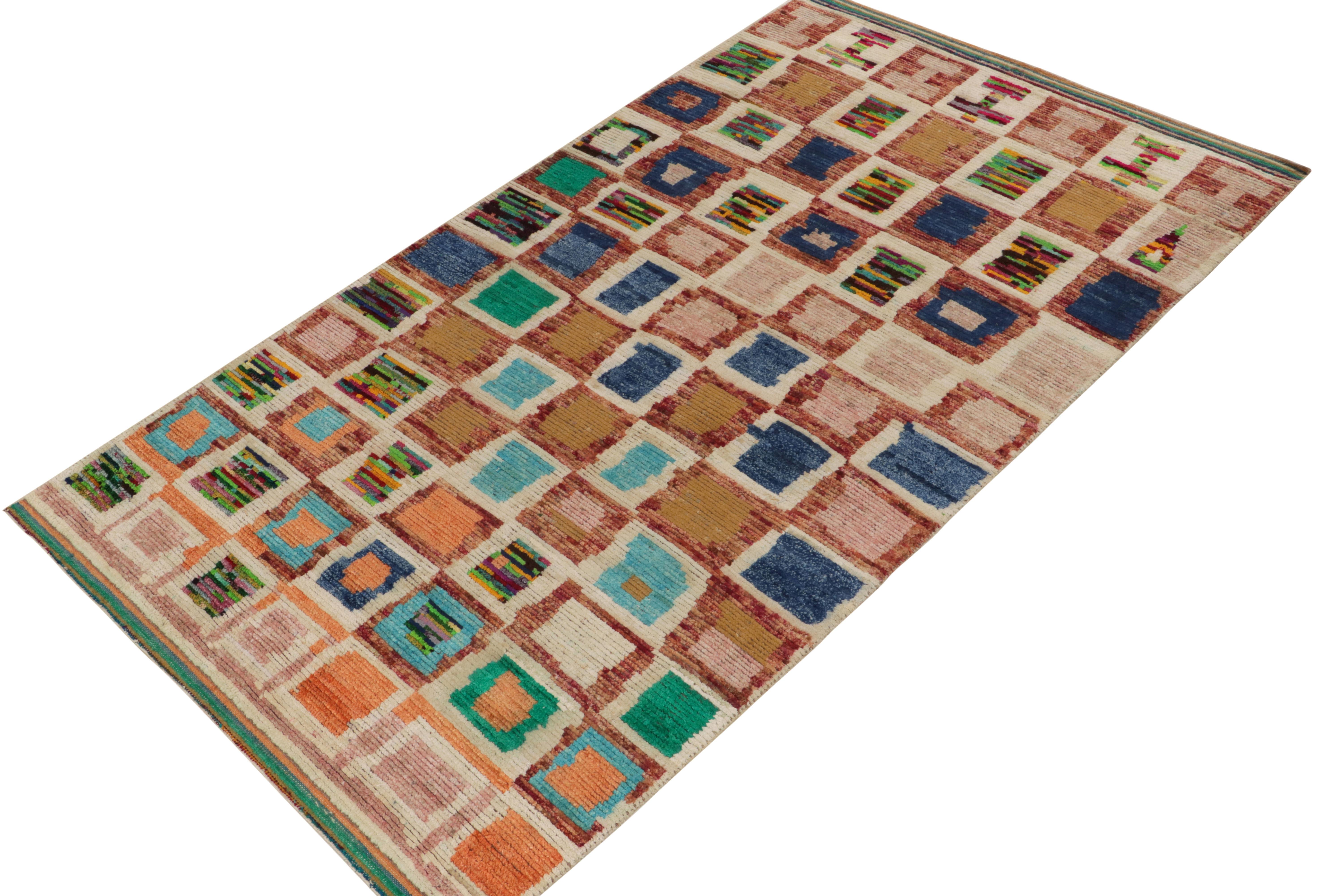 Tribal Rug & Kilim's Classic Moroccan Style Rug in Multicolor Geometric Pattern For Sale