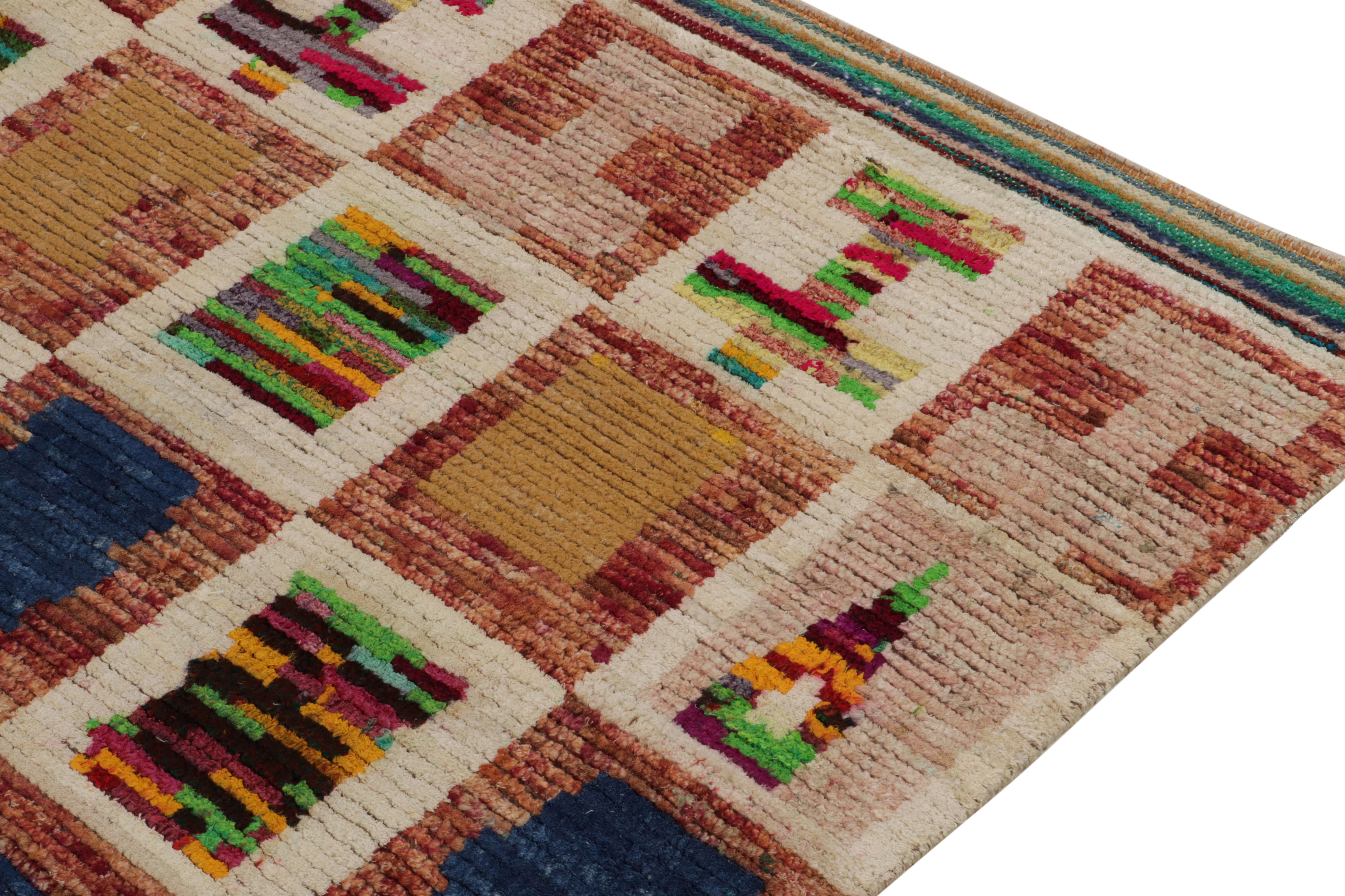 Hand-Knotted Rug & Kilim's Classic Moroccan Style Rug in Multicolor Geometric Pattern For Sale