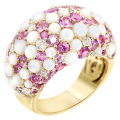 Classic Mother of Pearl Diamond Yellow Gold Ring For Her