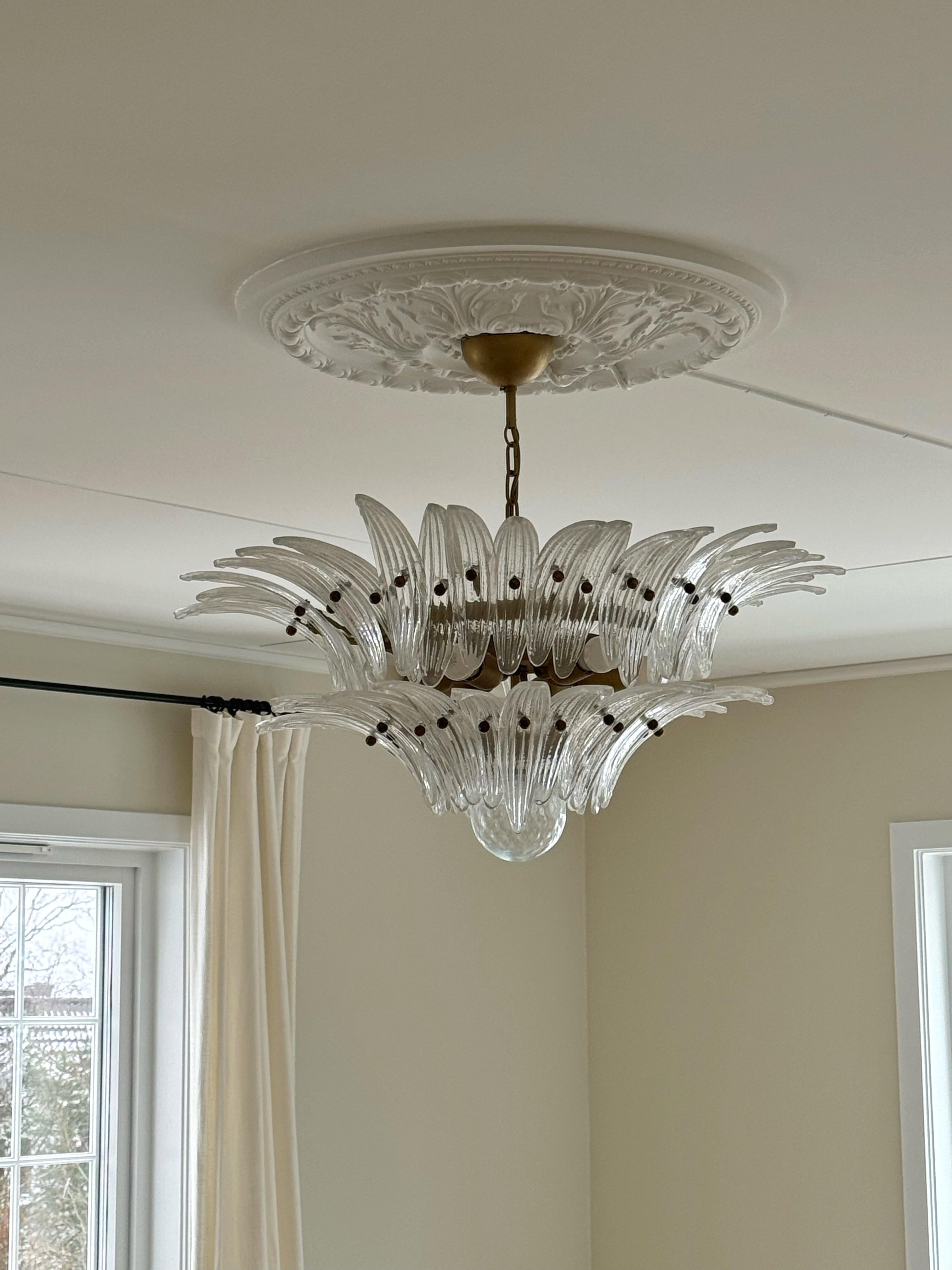 Glass Classic Murano Chandelier PALMA 2-tier Feather prisms For Sale