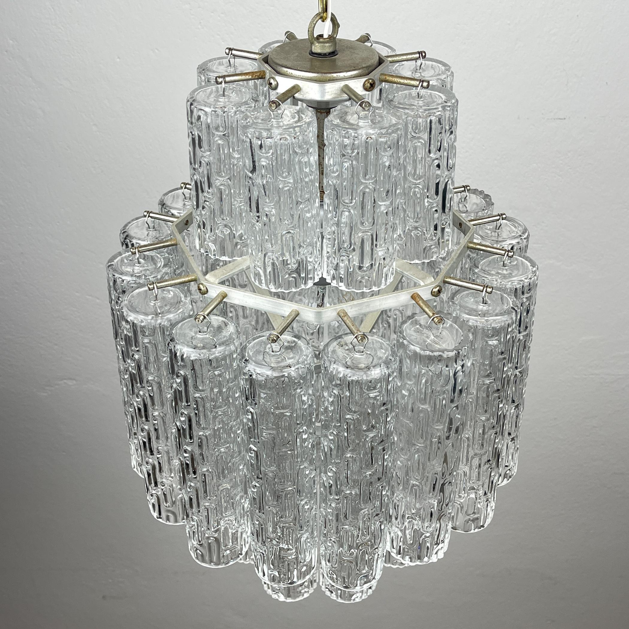 Classic Murano chandelier Tronchi by Venini, Italy 1960s en venta 10