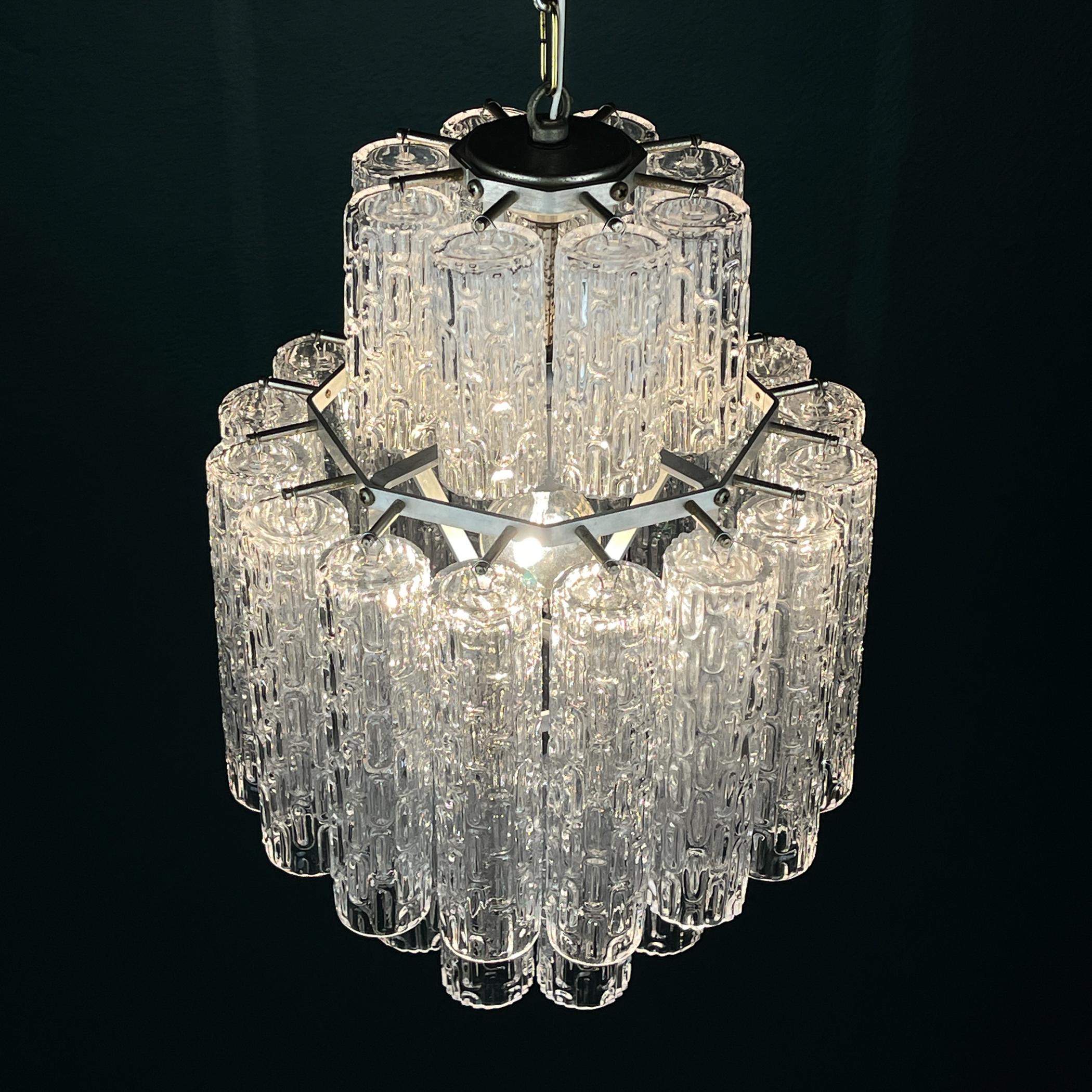 Classic Murano chandelier Tronchi by Venini, Italy 1960s en venta 11