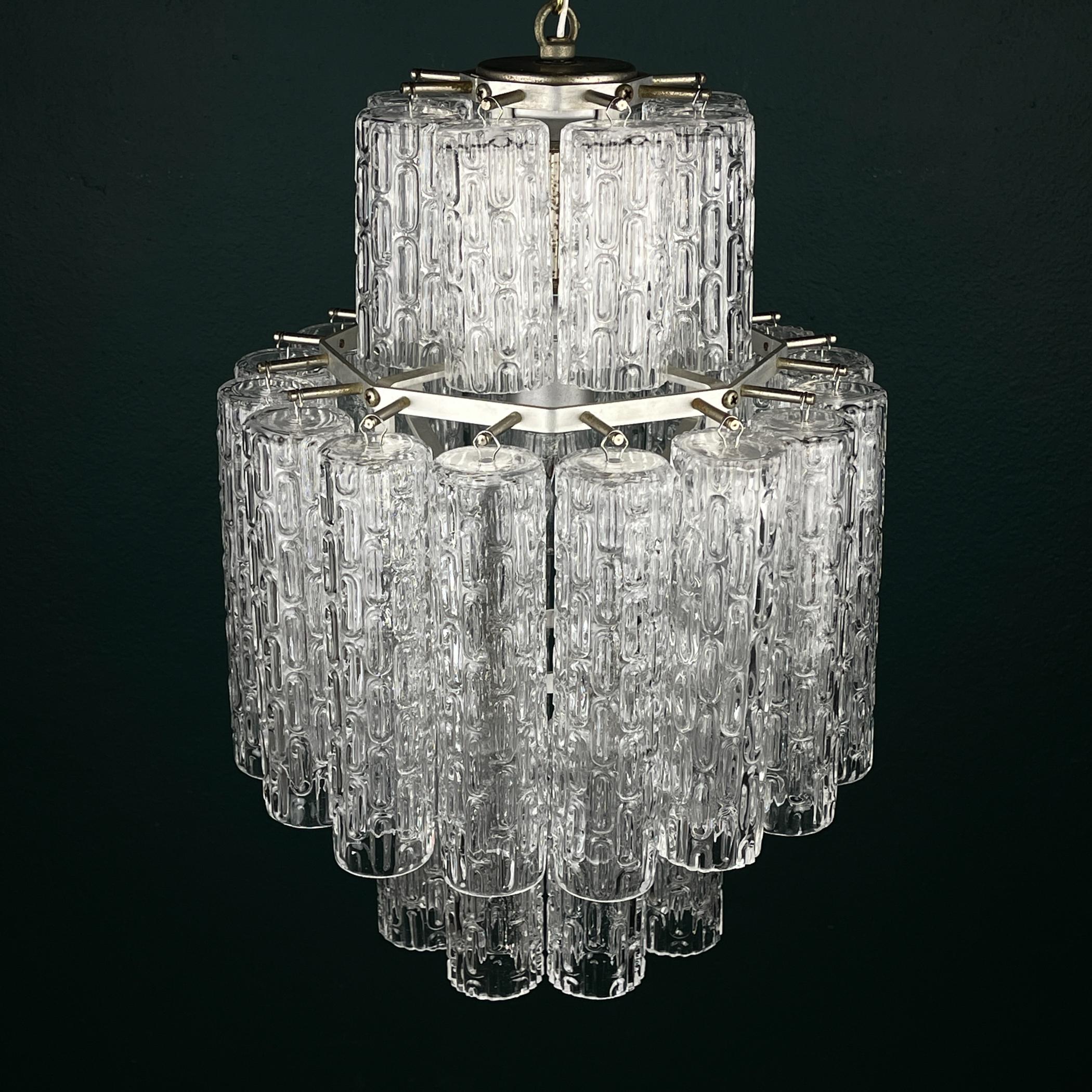 Classic Murano chandelier Tronchi by Venini, Italy 1960s en venta 12