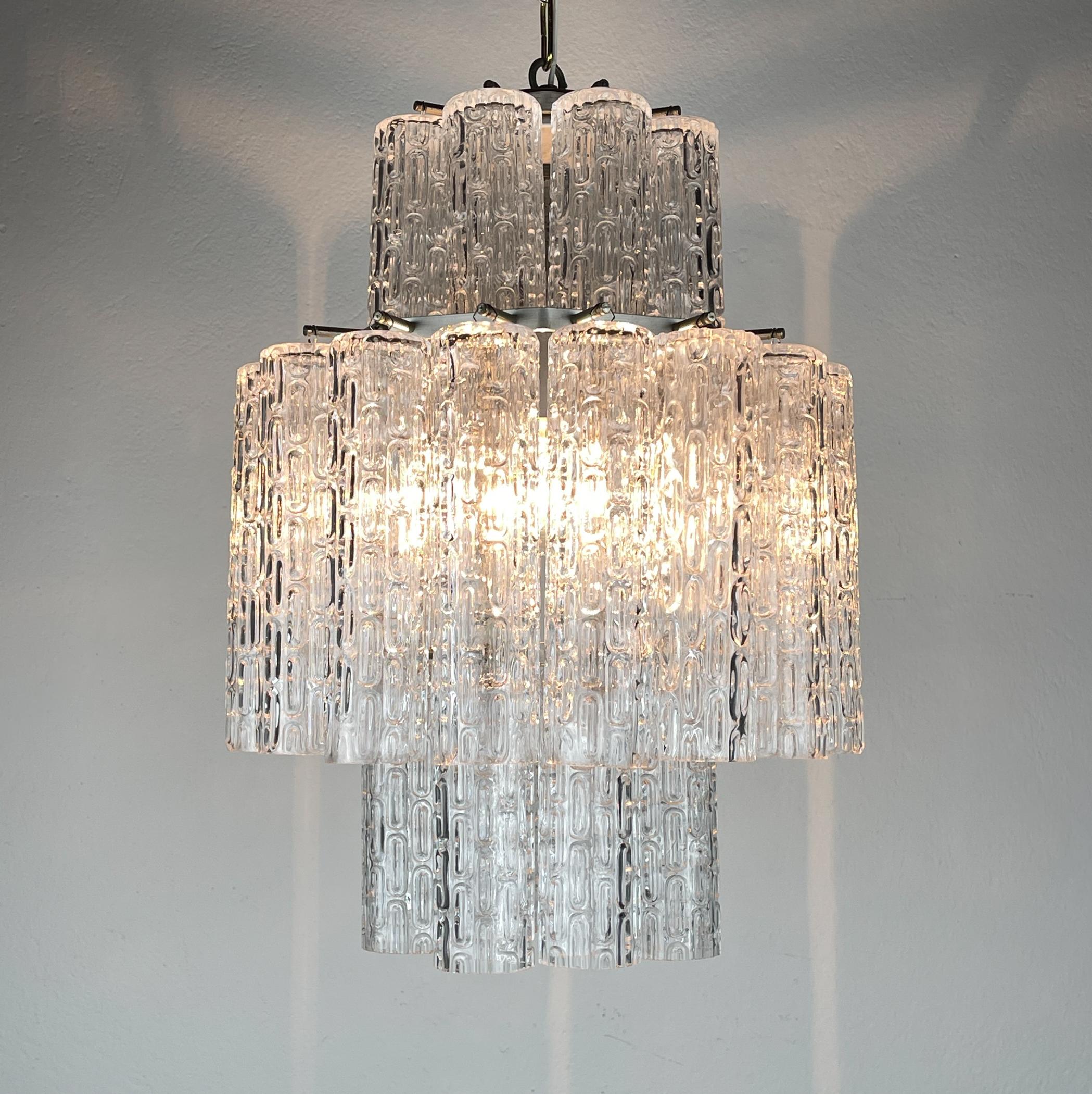 Classic Murano chandelier Tronchi by Venini, Italy 1960s Italiano en venta