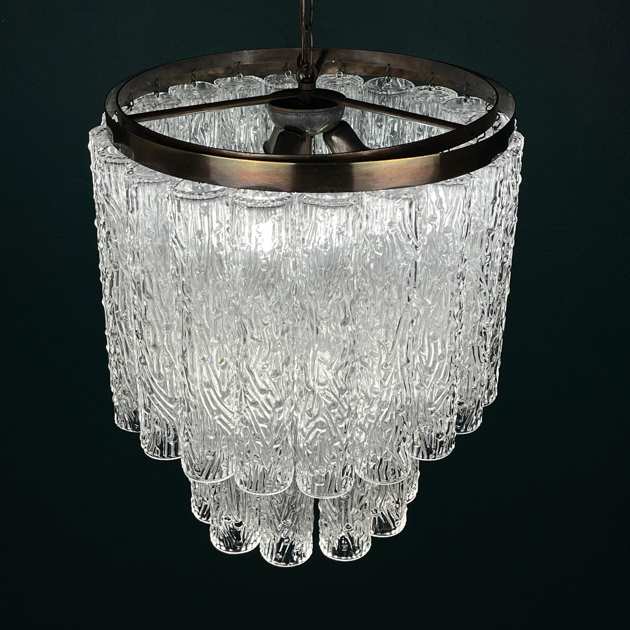 Italiano Lampadario classico di Murano Tronchi di Venini, Italia anni '60 in vendita
