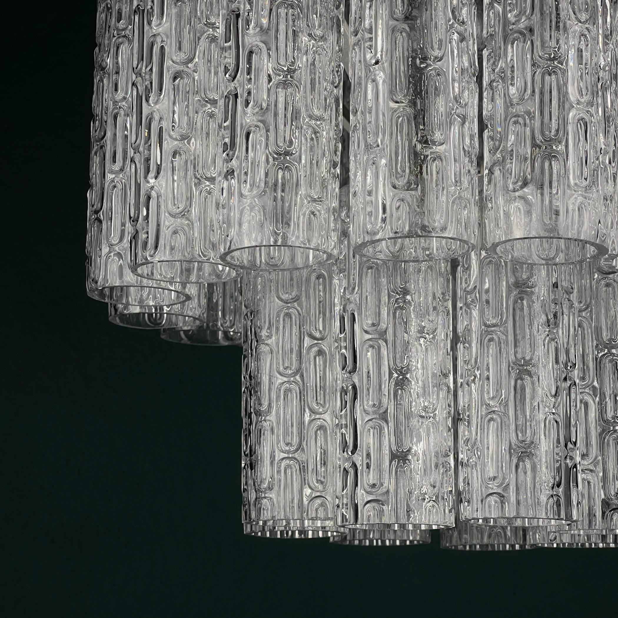 Classic Murano chandelier Tronchi by Venini, Italy 1960s en Bueno estado para la venta en Miklavž Pri Taboru, SI