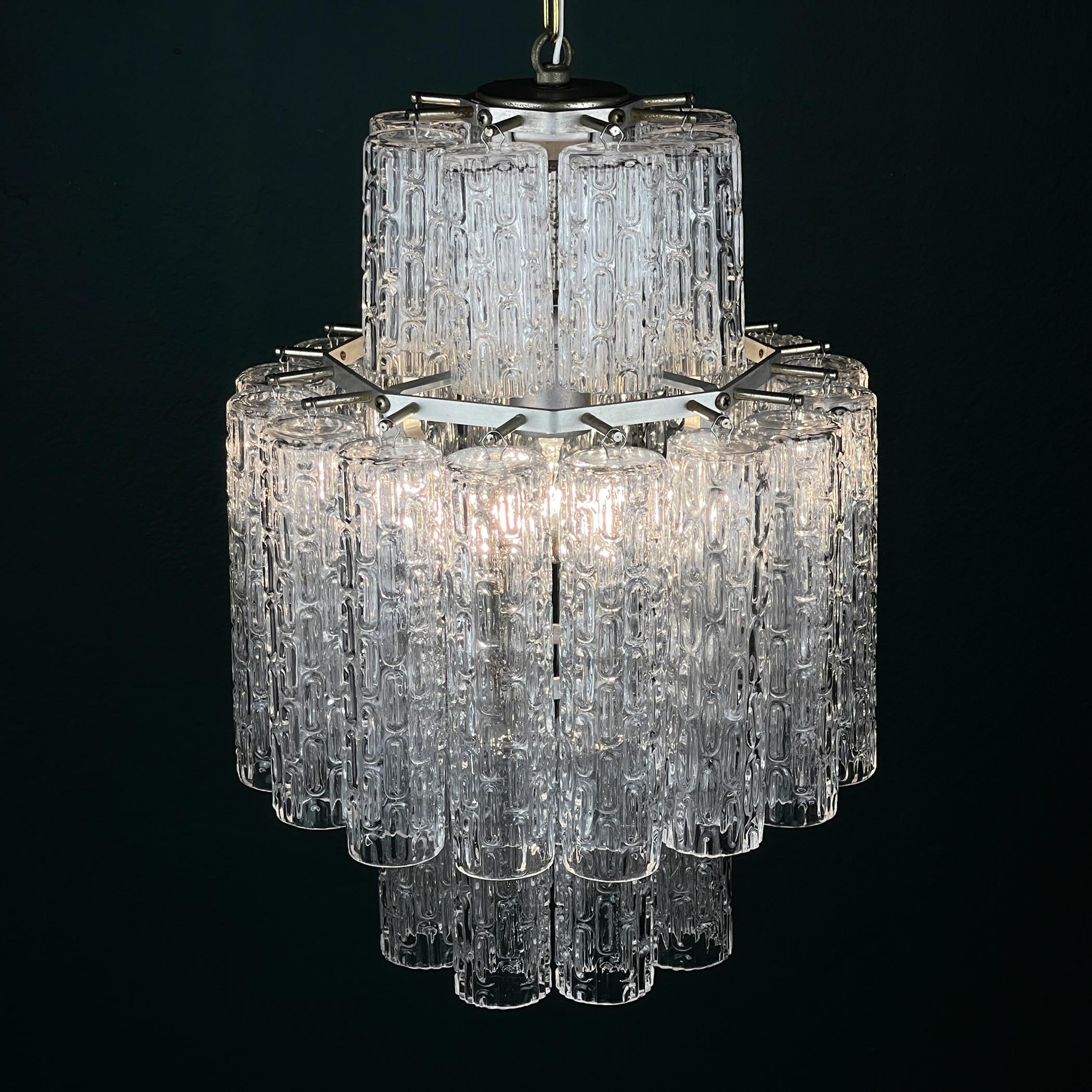 Classic Murano chandelier Tronchi by Venini, Italy 1960s Cristal de Murano en venta
